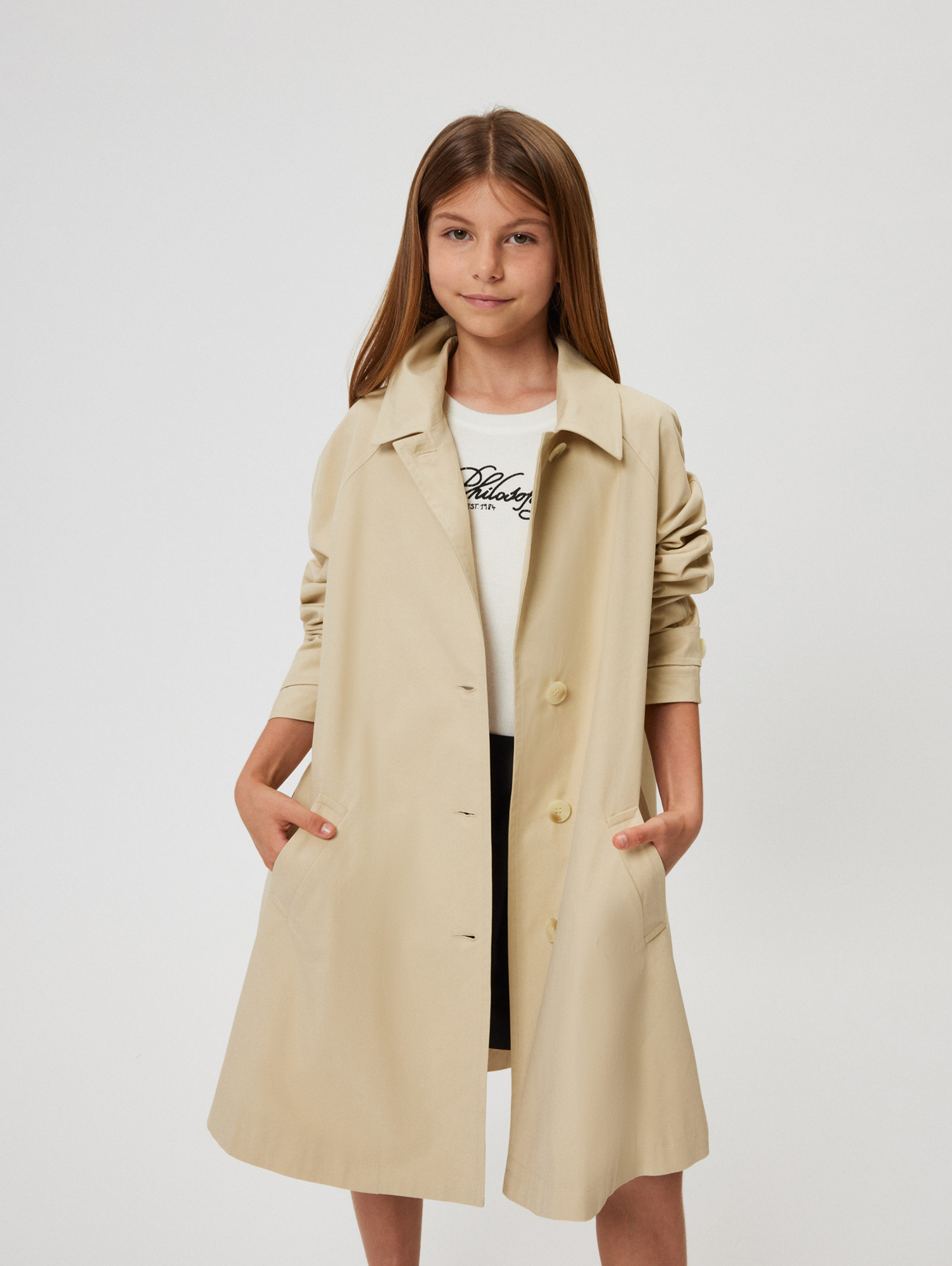 Philosophy Di Lorenzo Serafini Logo-patch Trench Coat In Gold