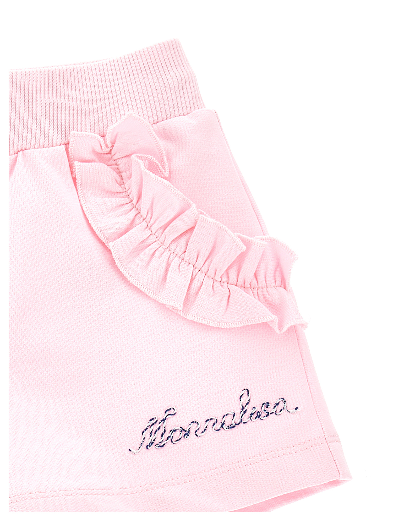 Shop Monnalisa Fleece Shorts With Ruffles In Rosa Fairy Tale