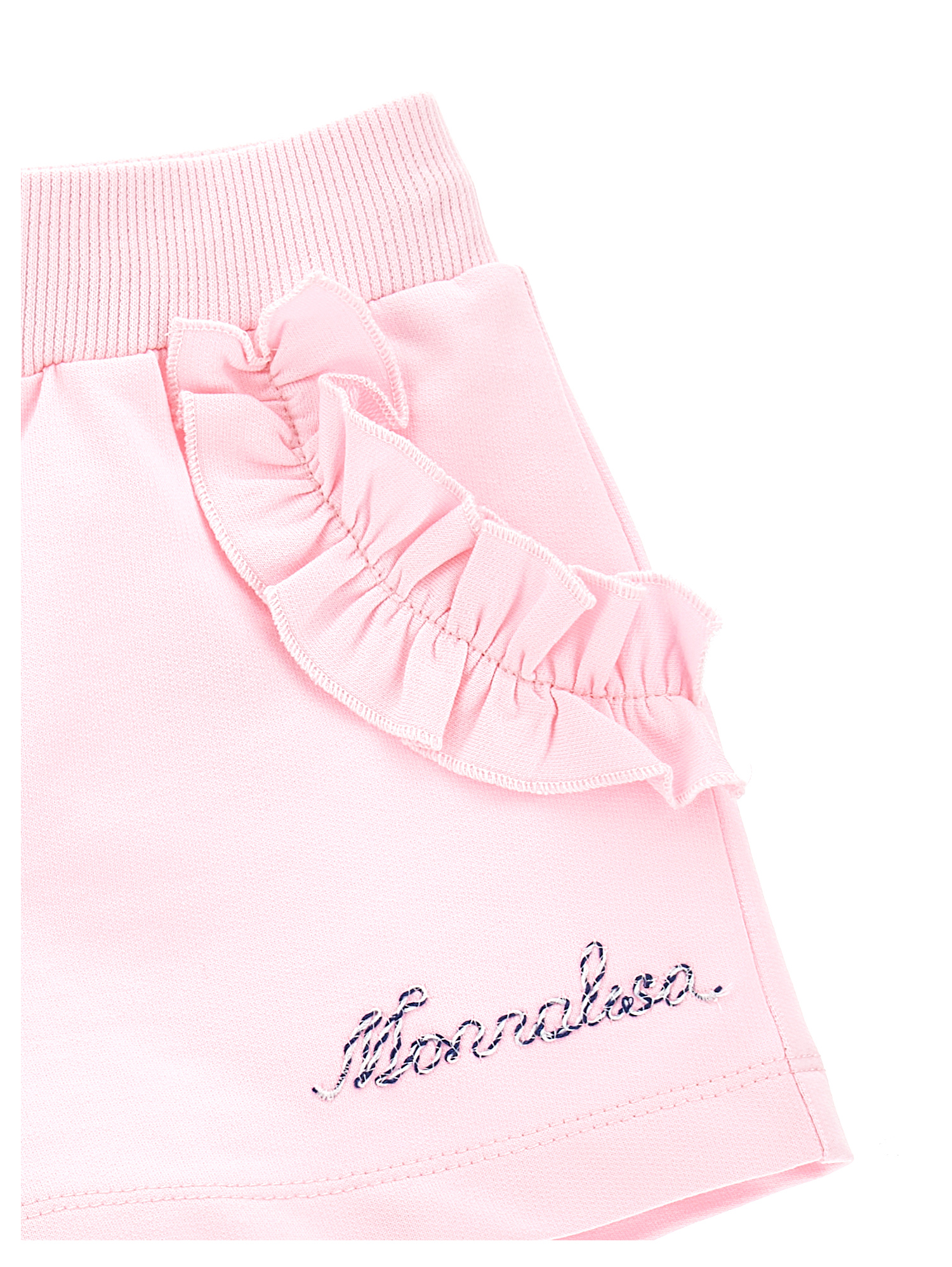 Monnalisa Fleece Shorts With Ruffles In Rosa Fairy Tale