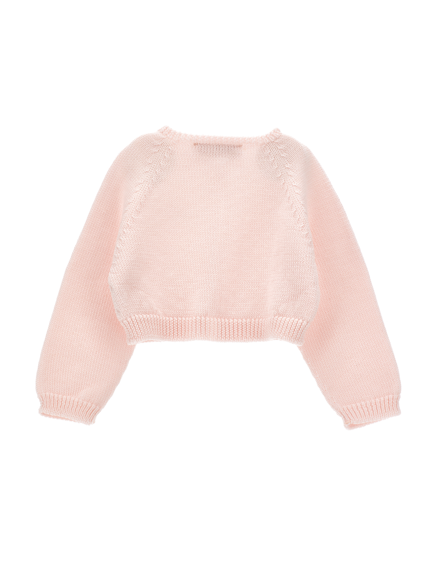 Monnalisa Cropped Merino Wool Cardigan In Shirinking Violet