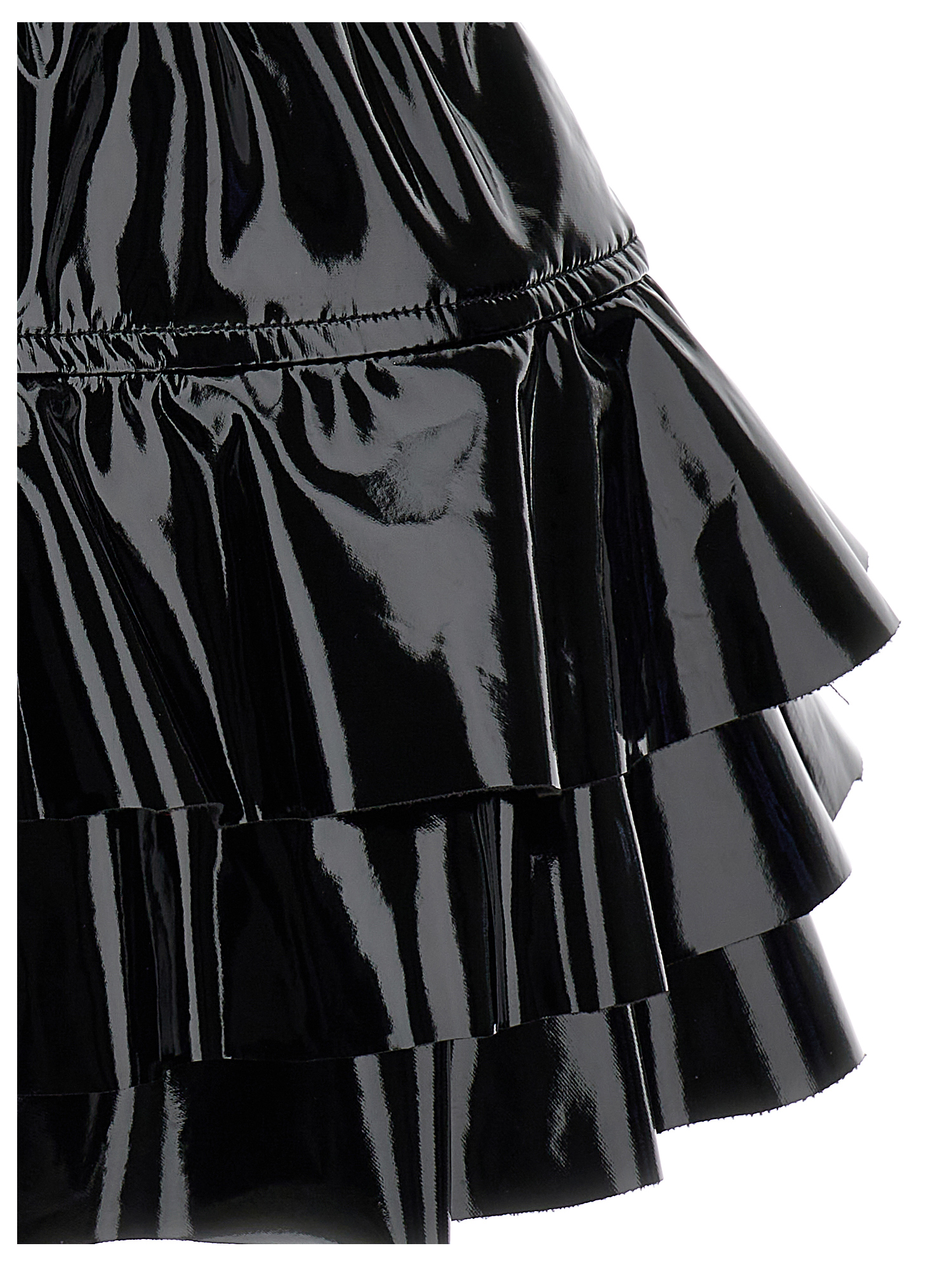 Monnalisa Flared Vinyl Skirt In Black