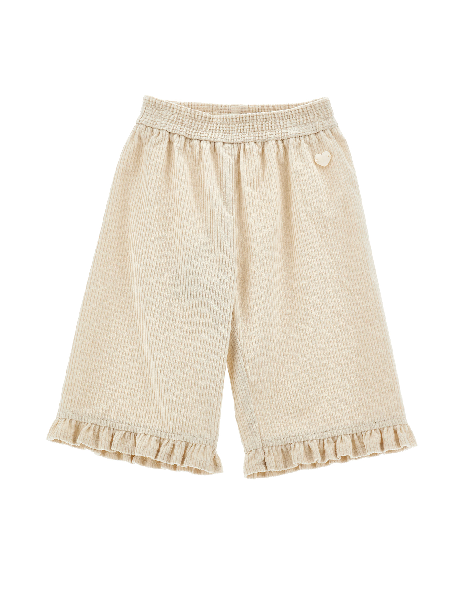 Monnalisa Heart Ruffle Trousers In Neutral