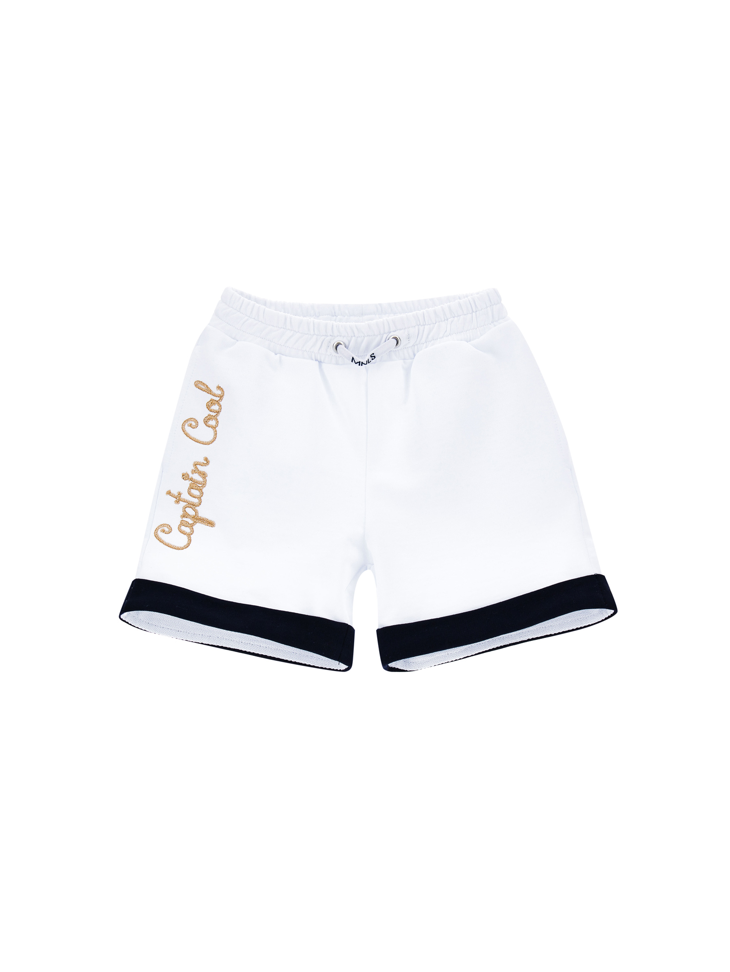 Monnalisa Kids'   Jogger-style Fleece Bermuda Shorts In White + Blue