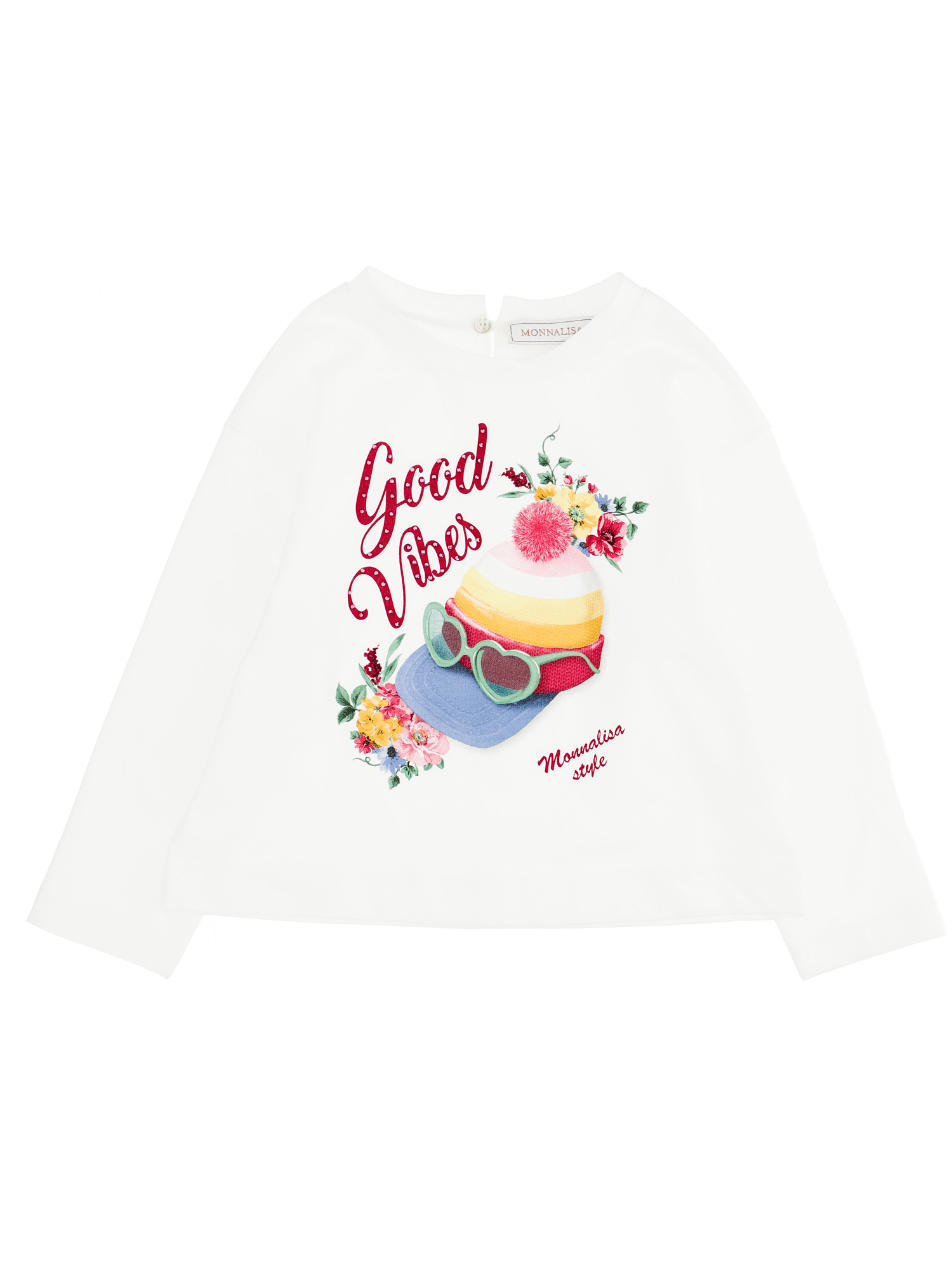 Monnalisa T-shirt jersey maniche lunghe Good Vibes