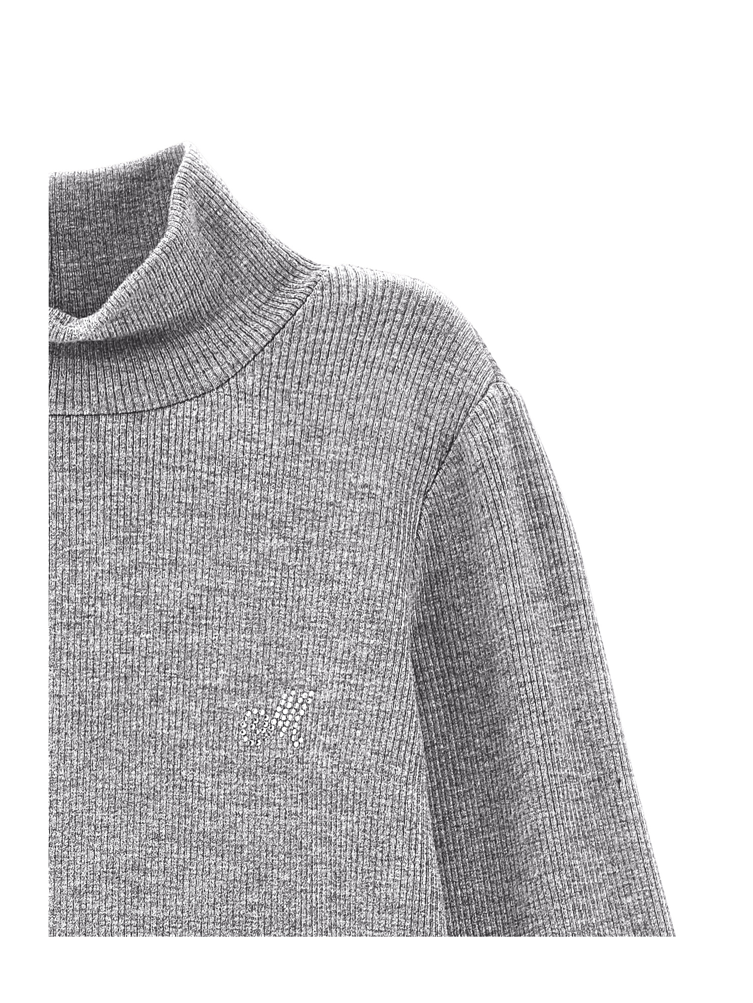 Monnalisa Fine Ribbed Viscose Turtleneck In Pearl Grey