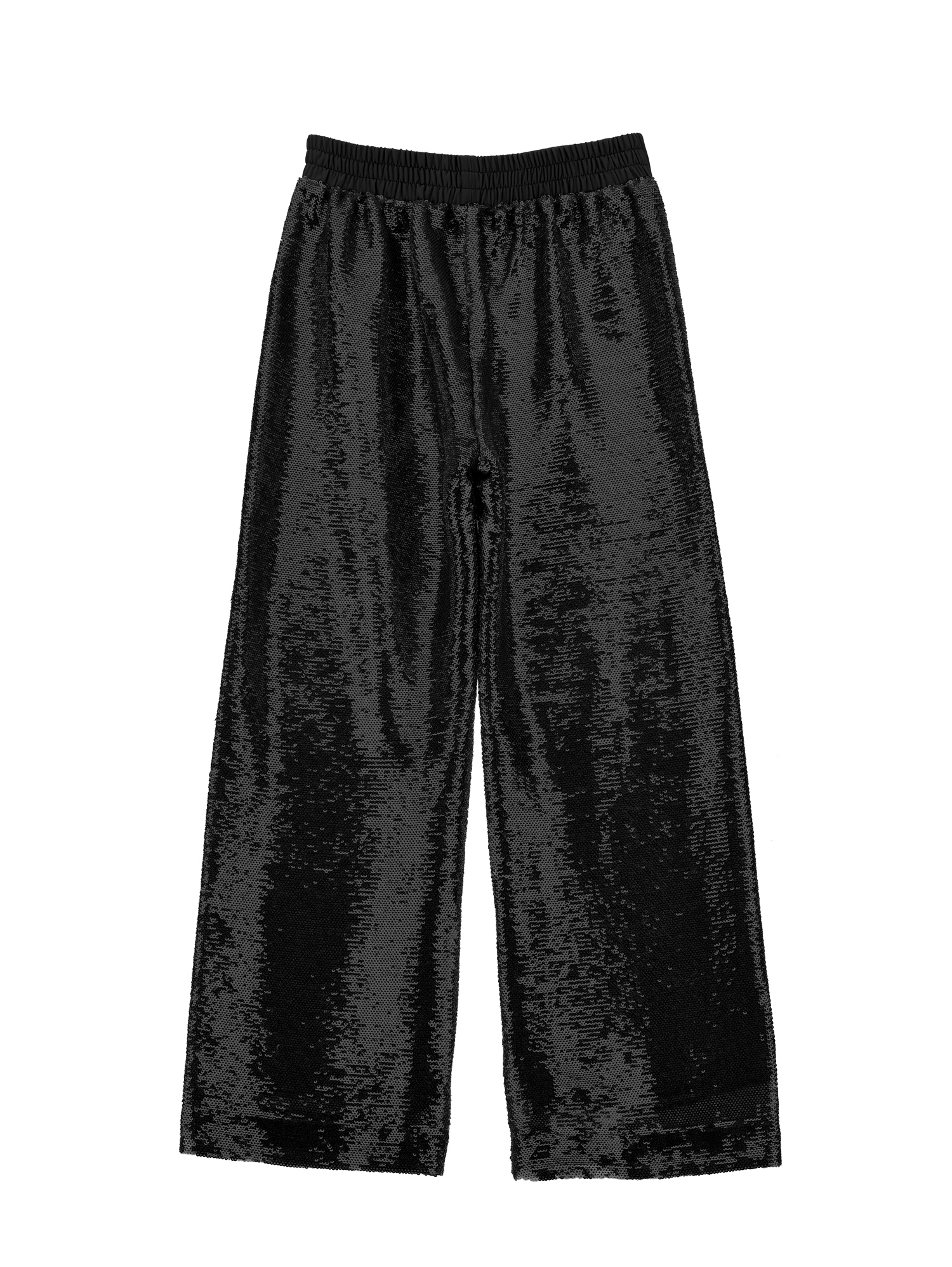 Monnalisa Sequined Palazzo Trousers In Black