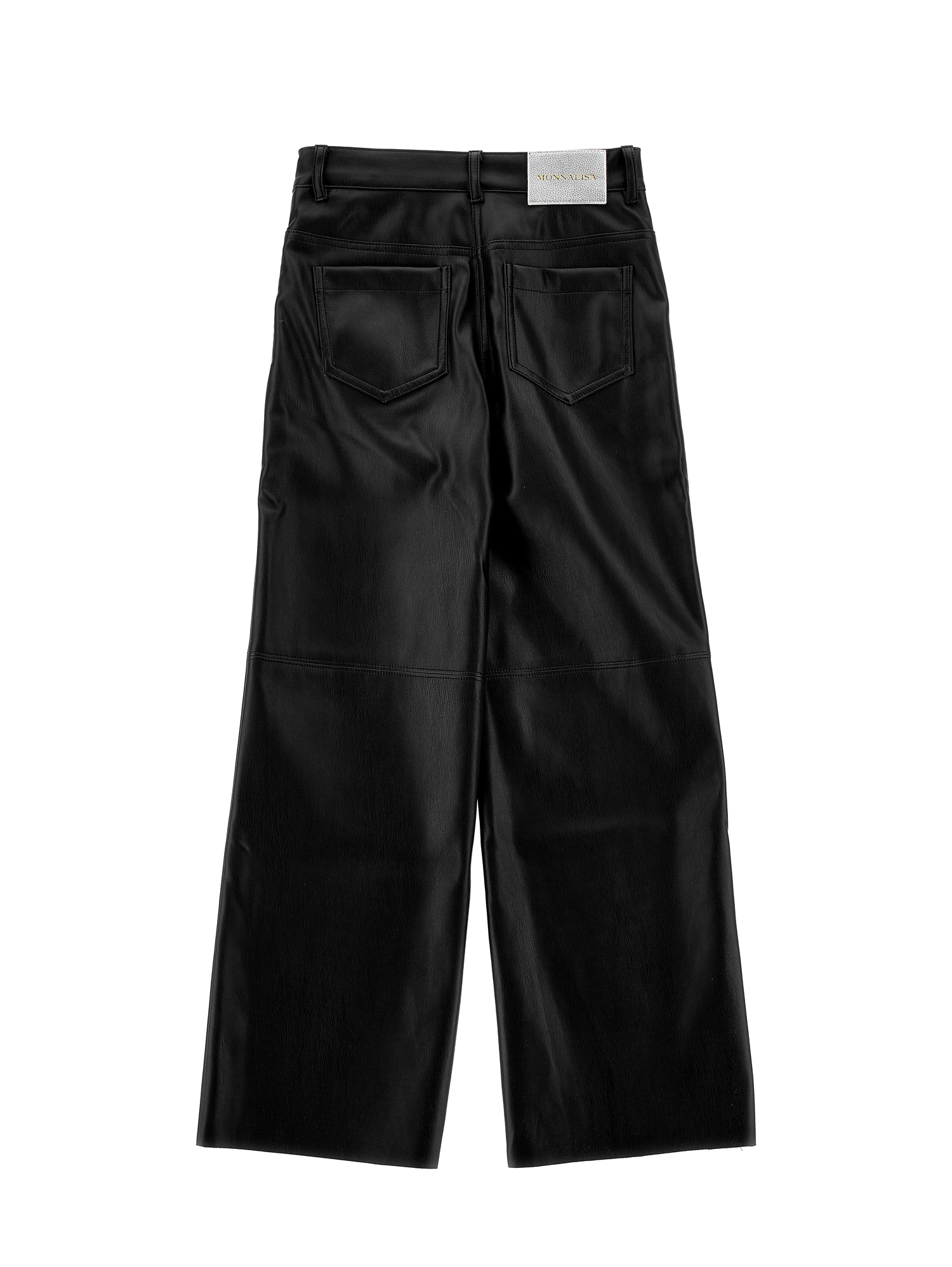 Monnalisa Stretch Coated Fabric Trousers In Black