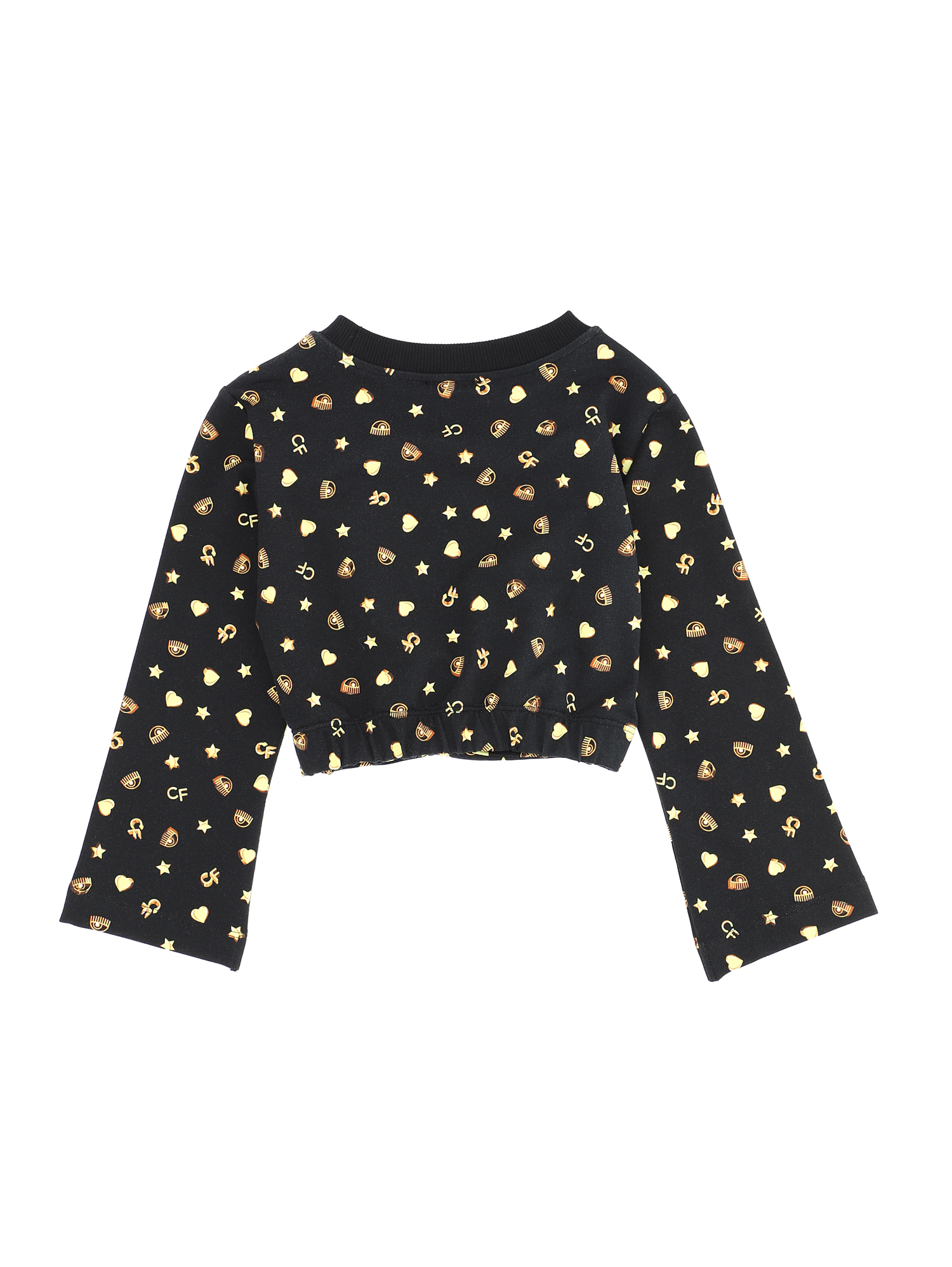 Shop Chiara Ferragni Cf Gold Criss-cross Cropped Sweatshirt In Black