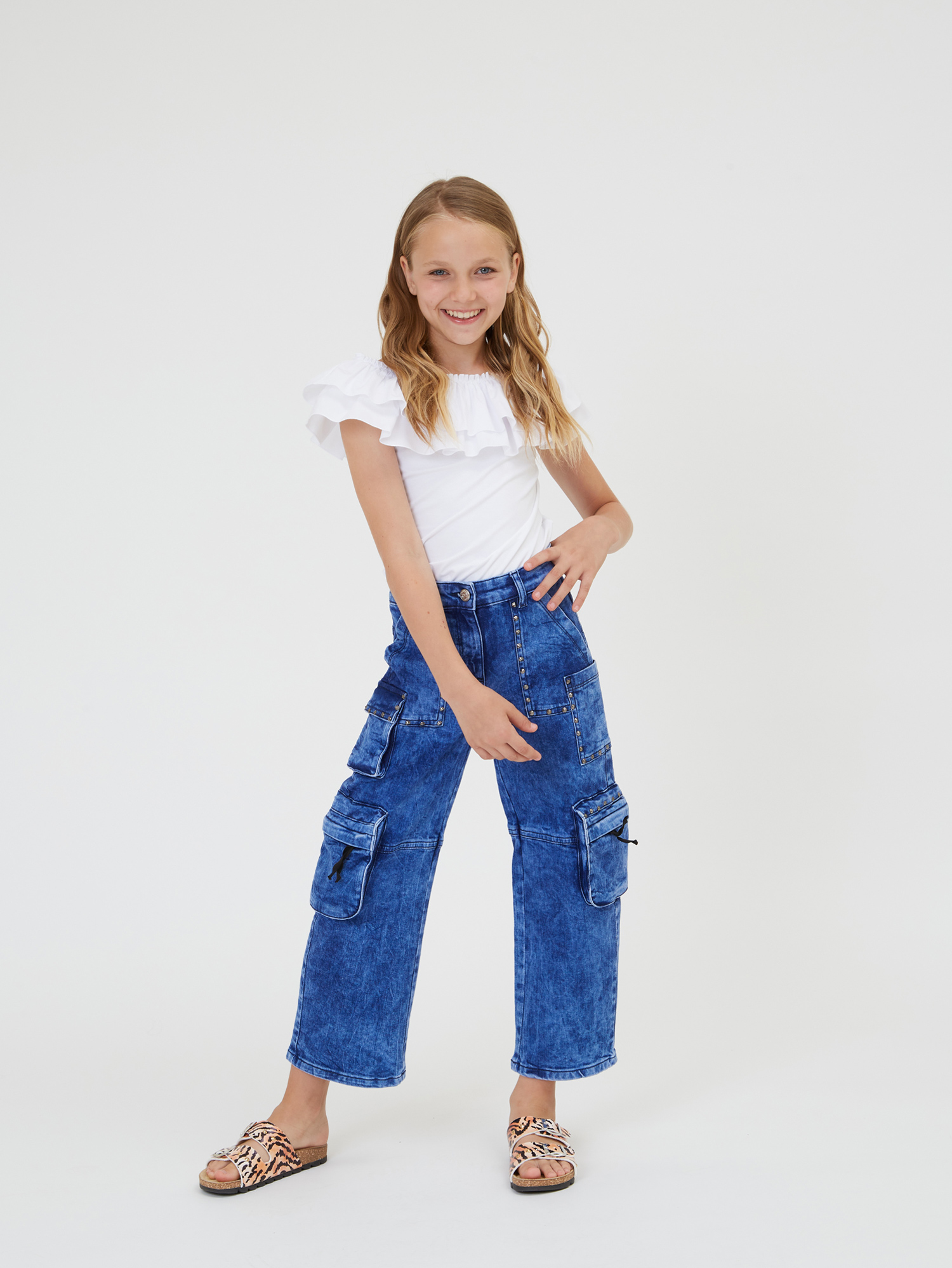 Monnalisa Jersey T-shirt With Maxi Trim In White