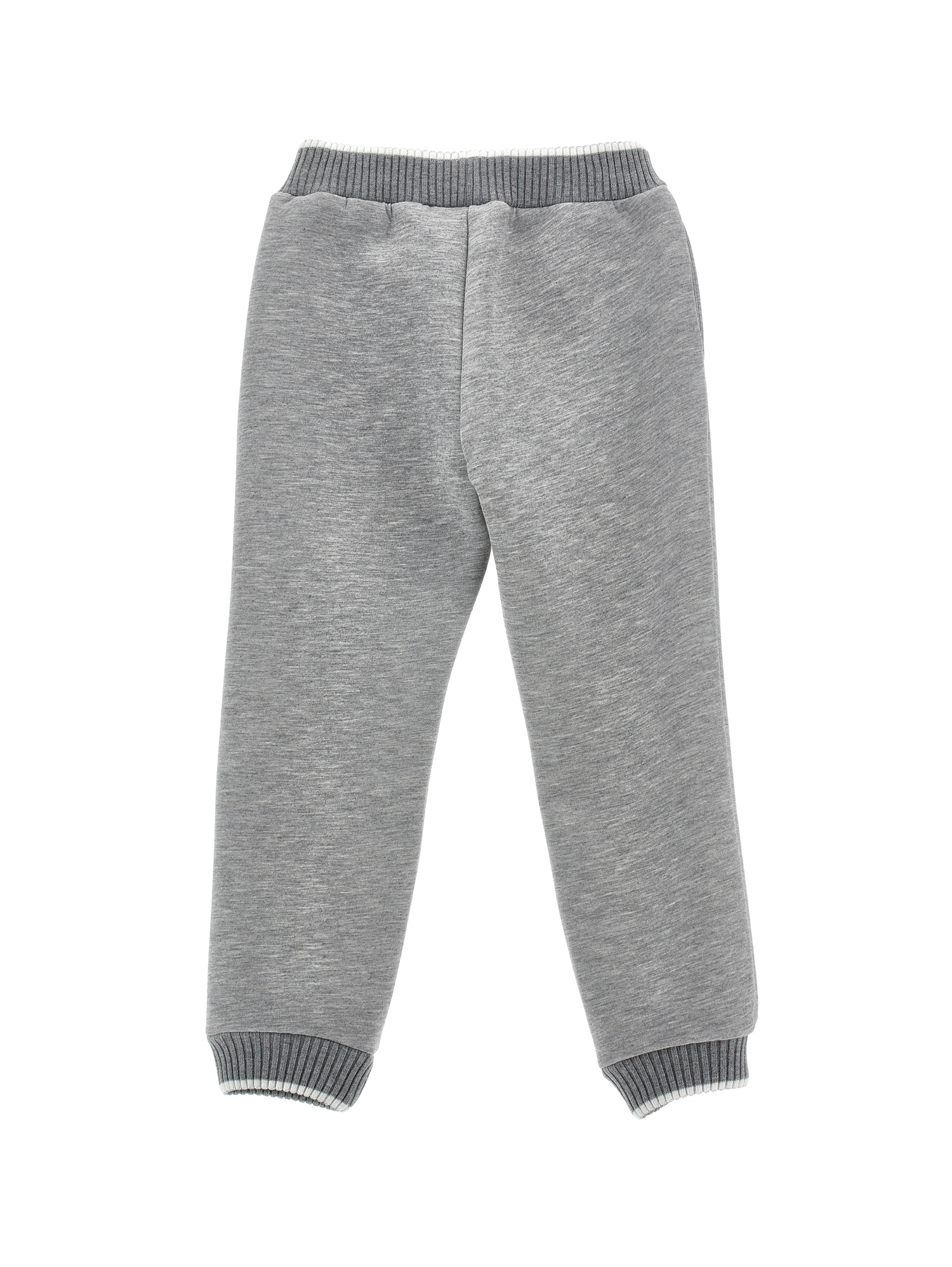 Monnalisa Fleece Joggers In Grey + Cream