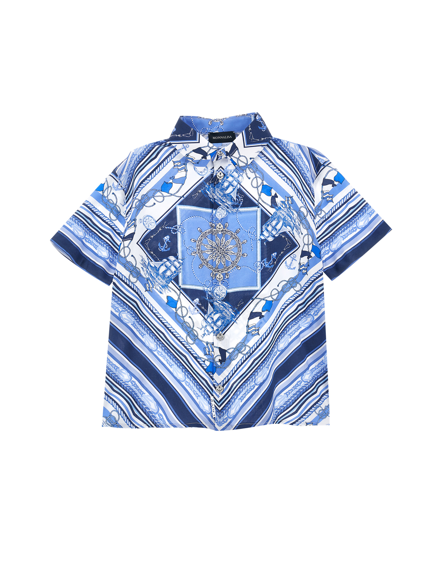 Monnalisa Camicia viscosa stampa marine