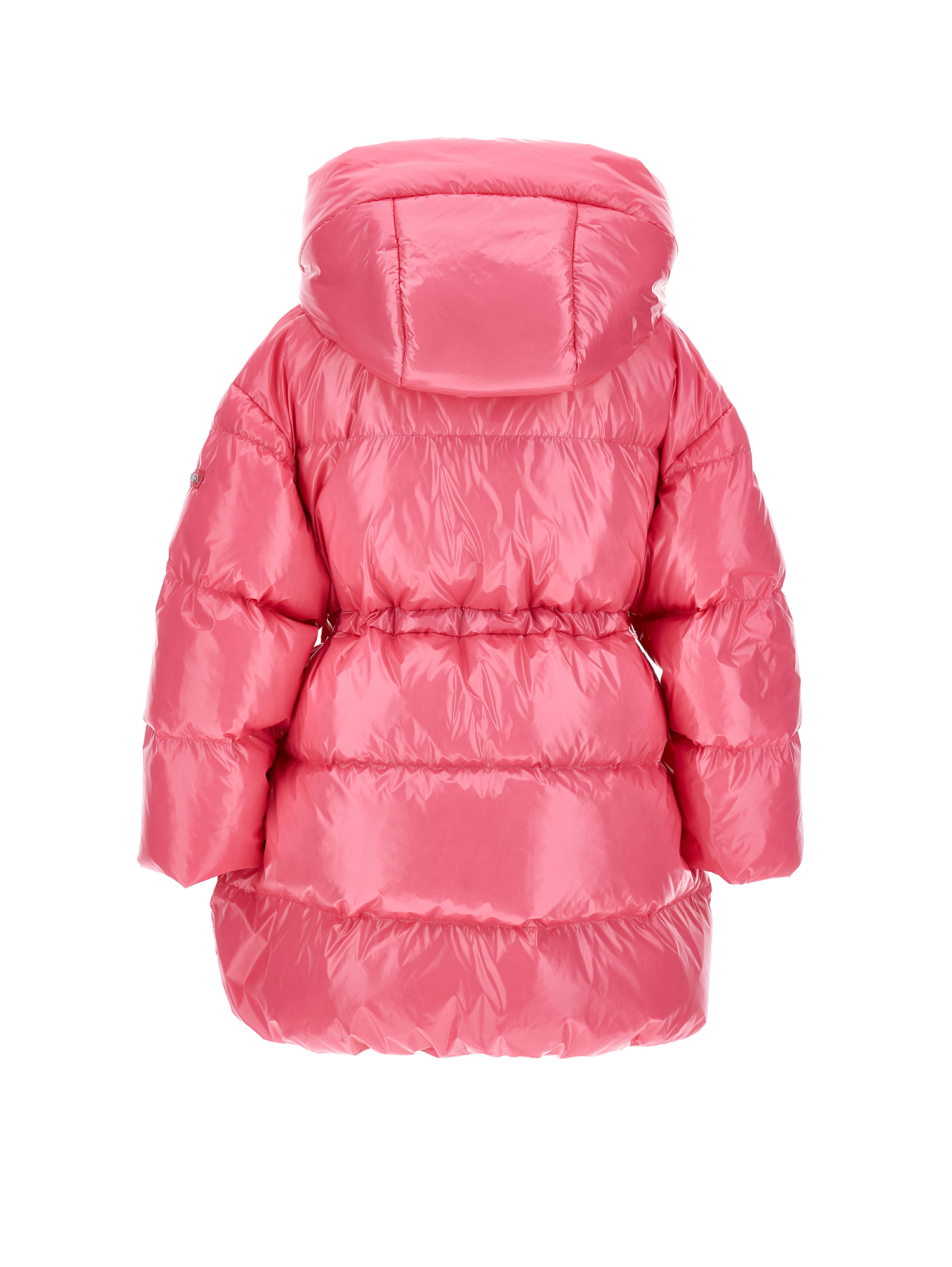 Monnalisa Shiny Genuine Down Jacket In Bright Peach Pink