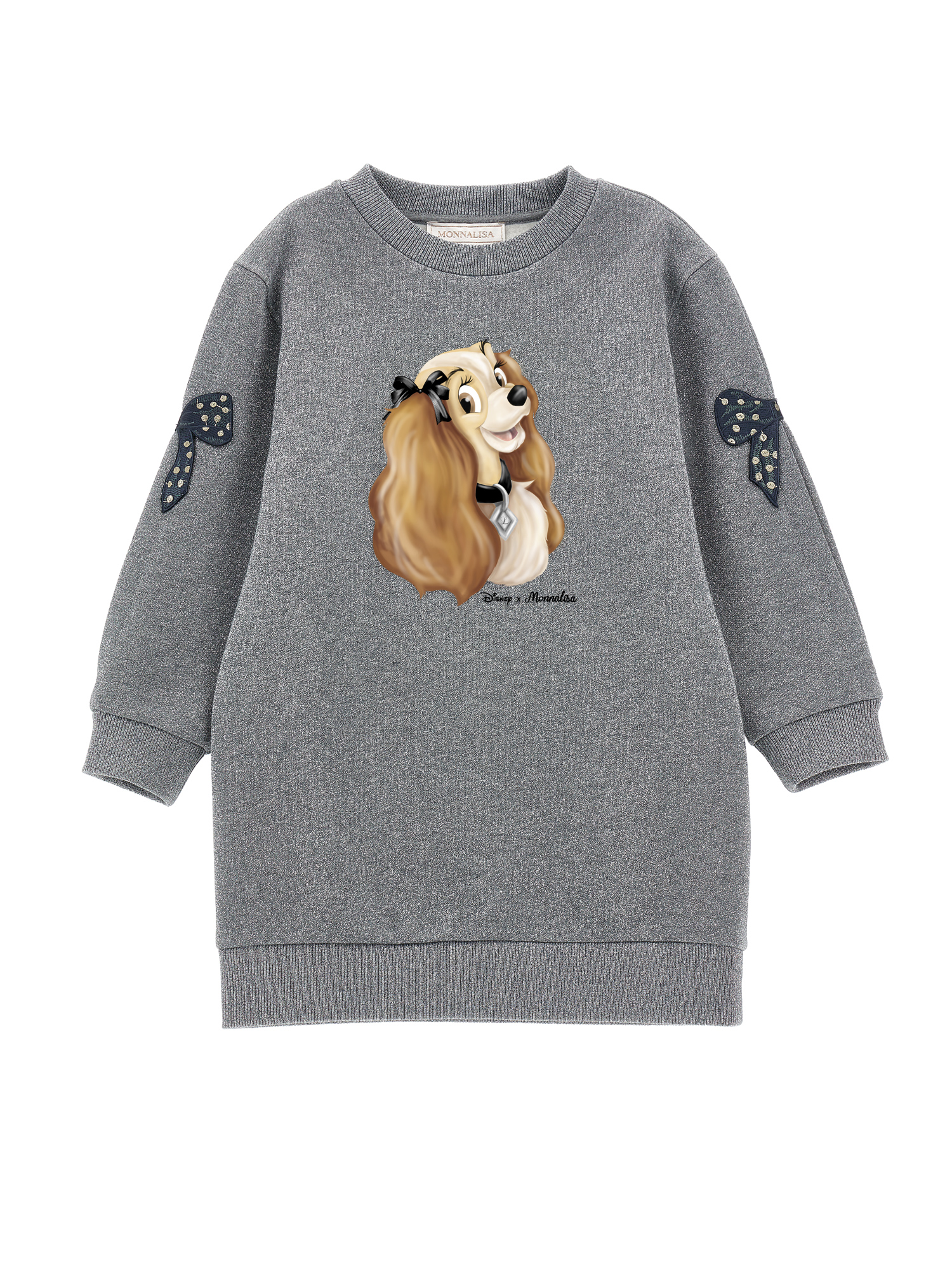 Monnalisa X Disney Lurex Jersey Dress In Grey