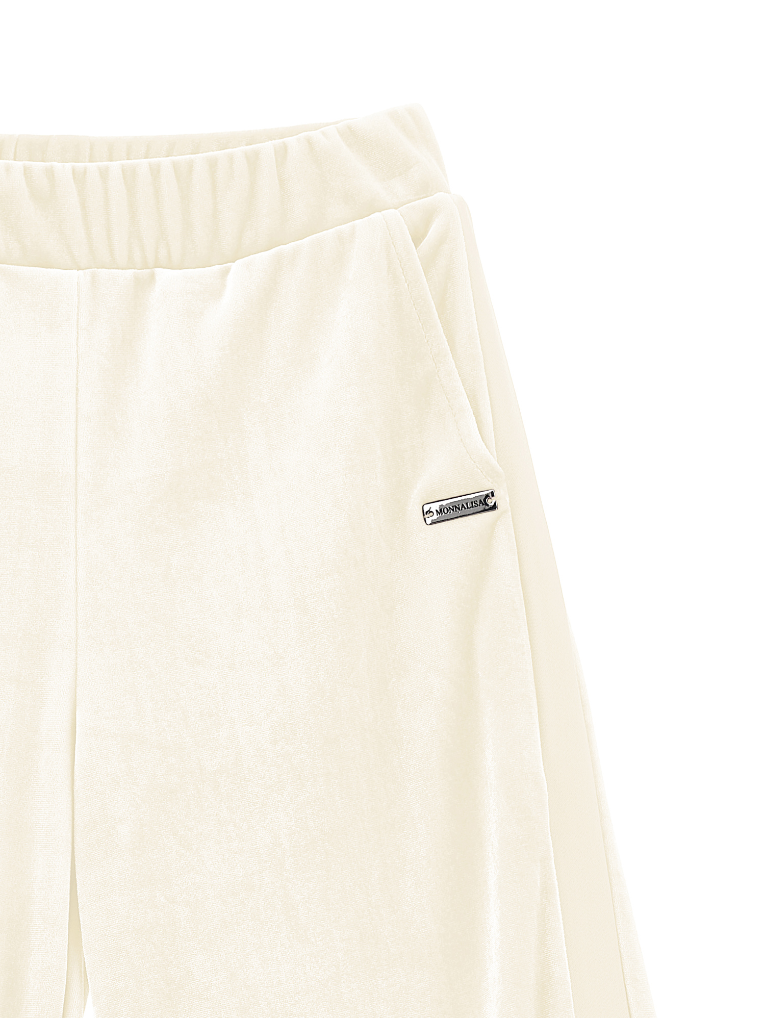 Monnalisa Chenille Palazzo Trousers In Cream