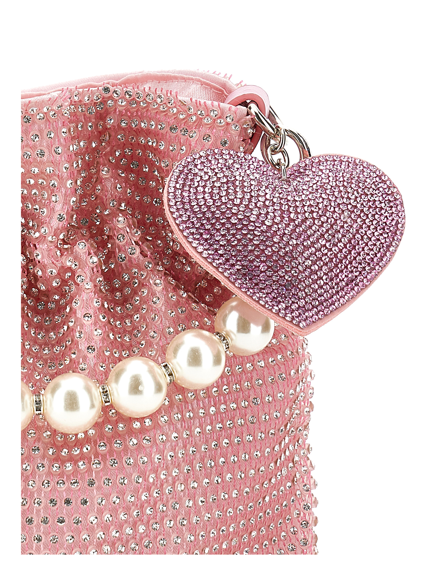 Monnalisa Rhinestone Mesh Bag In Light Pink