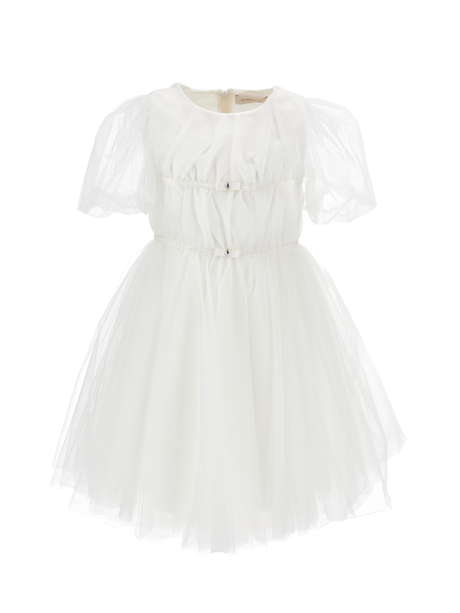 Monnalisa Abito tulle mano seta con nastri