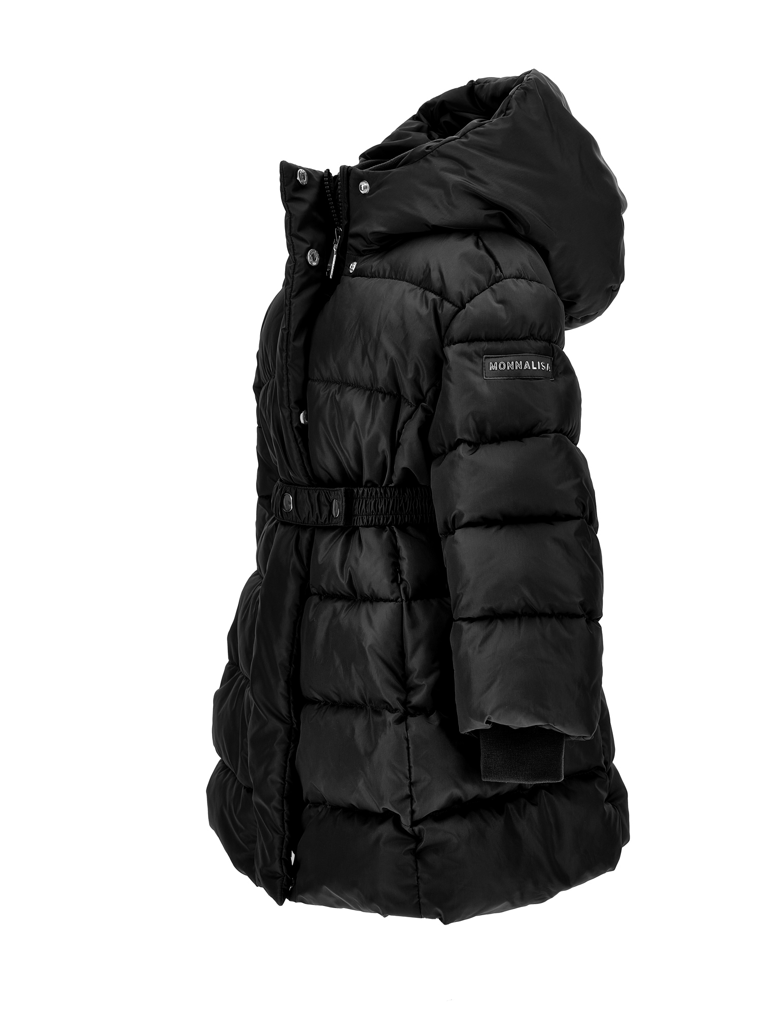Monnalisa Belted Puffer Coat In Black