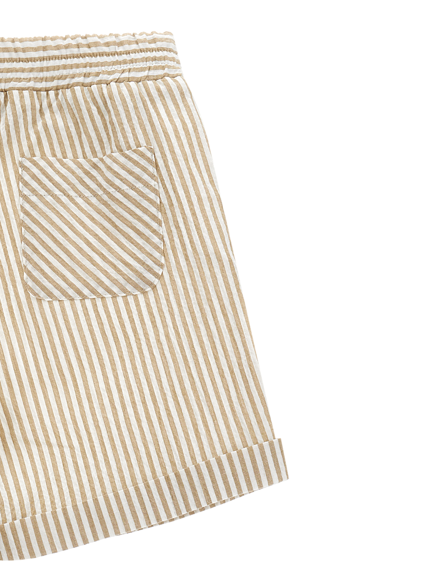 Monnalisa Seersucker Shorts In White + Ecru