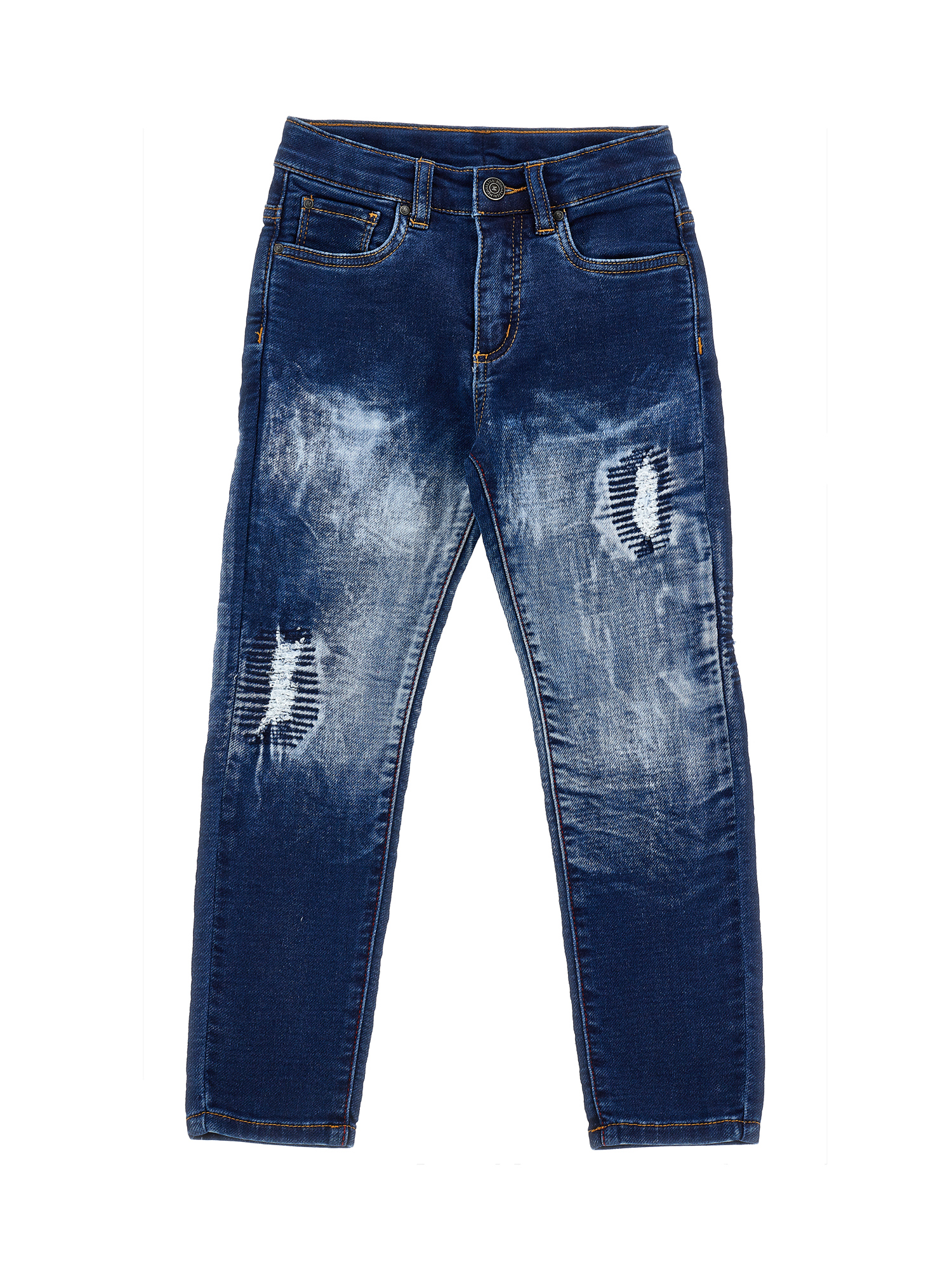 Monnalisa Fleece Denim Jeans In Blu Stone Denim