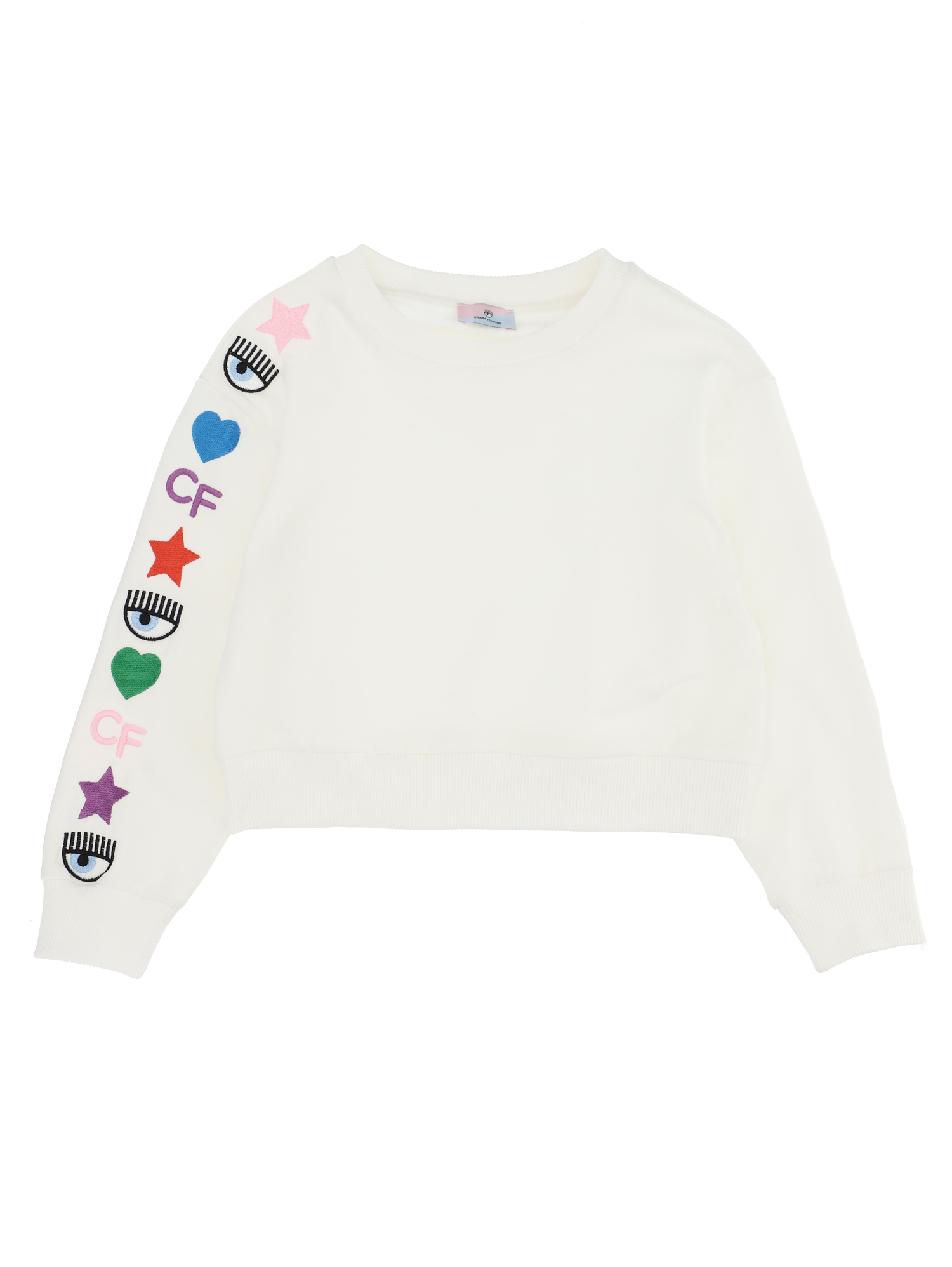 Chiara Ferragni Cf Rainbow Embroidery Sweatshirt In Cream