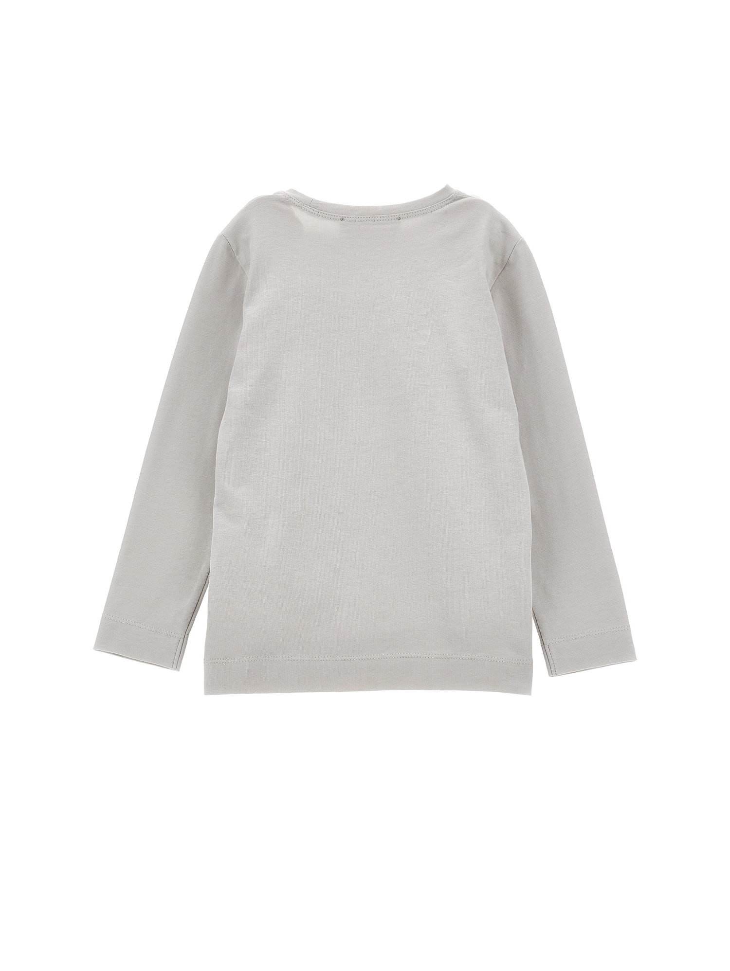 Monnalisa Cotton T-shirt With Bow Print In Pearl Grey