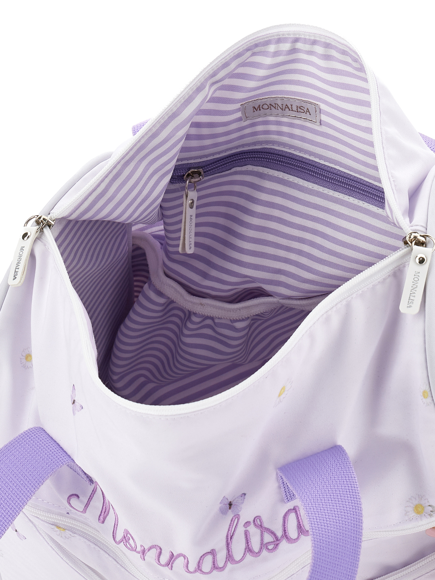 Shop Monnalisa Daisies Cloth Nursery Bag In White