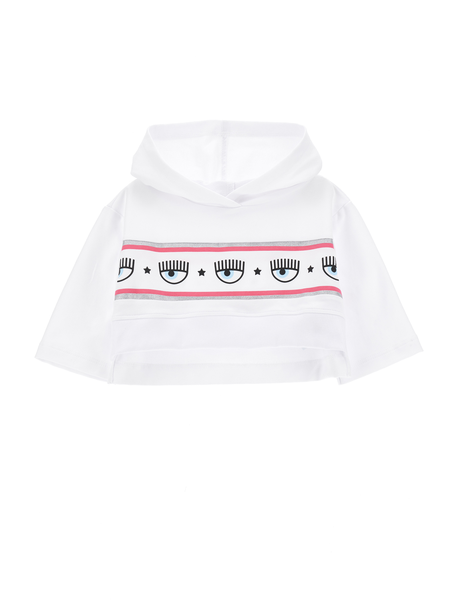 Chiara Ferragni Kids'   Maxi Logomania Cropped Sweatshirt In White