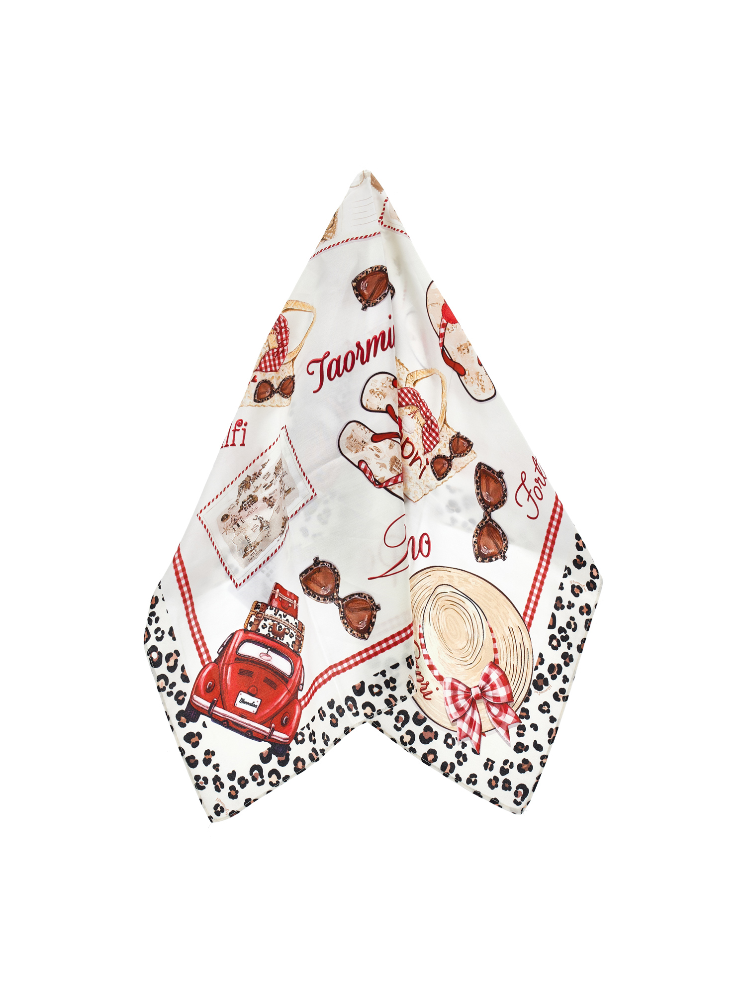 Monnalisa Capri Print Satin Scarf In Beige
