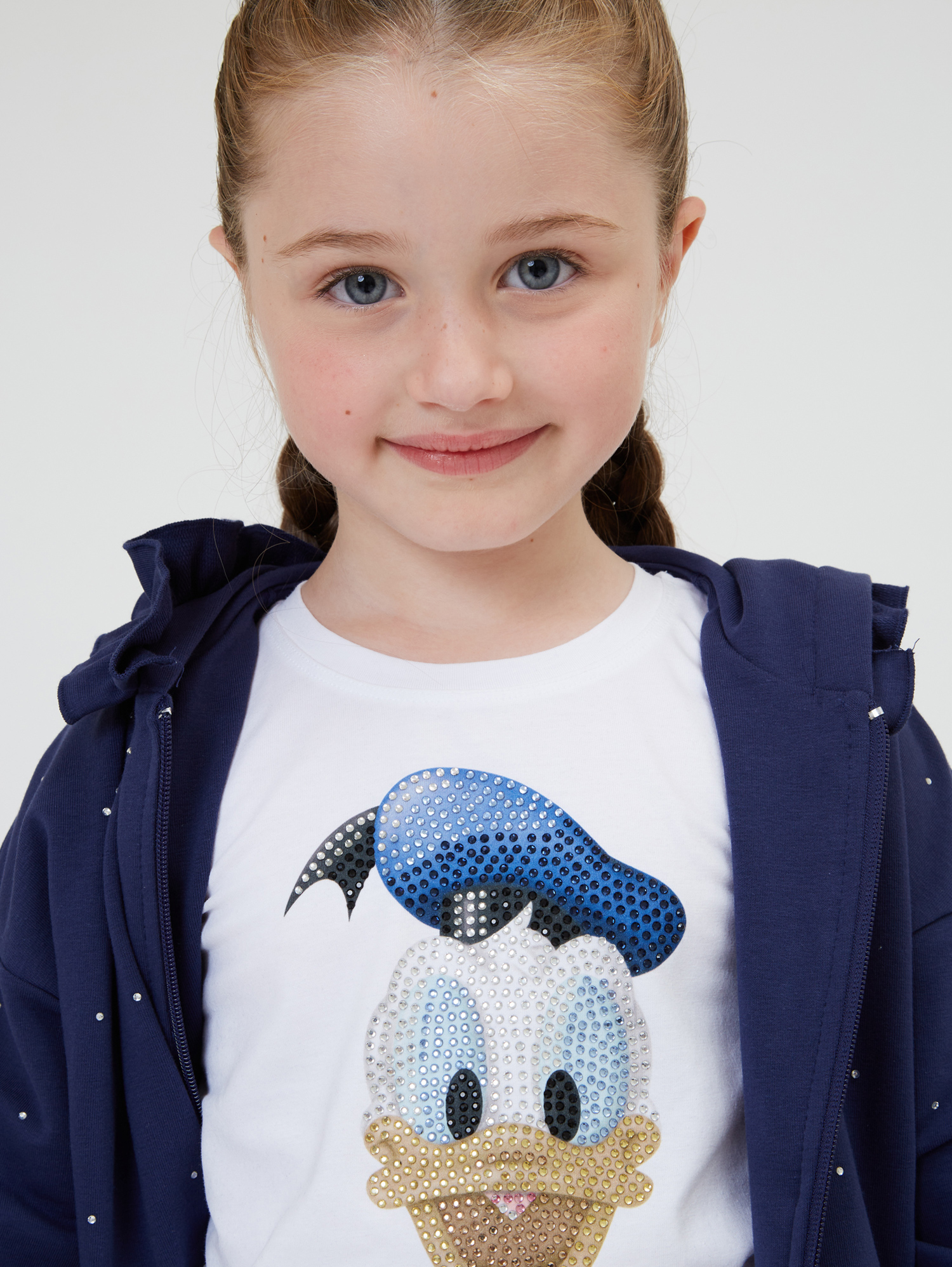 Monnalisa Donald Duck Rhinestone T-shirt In White