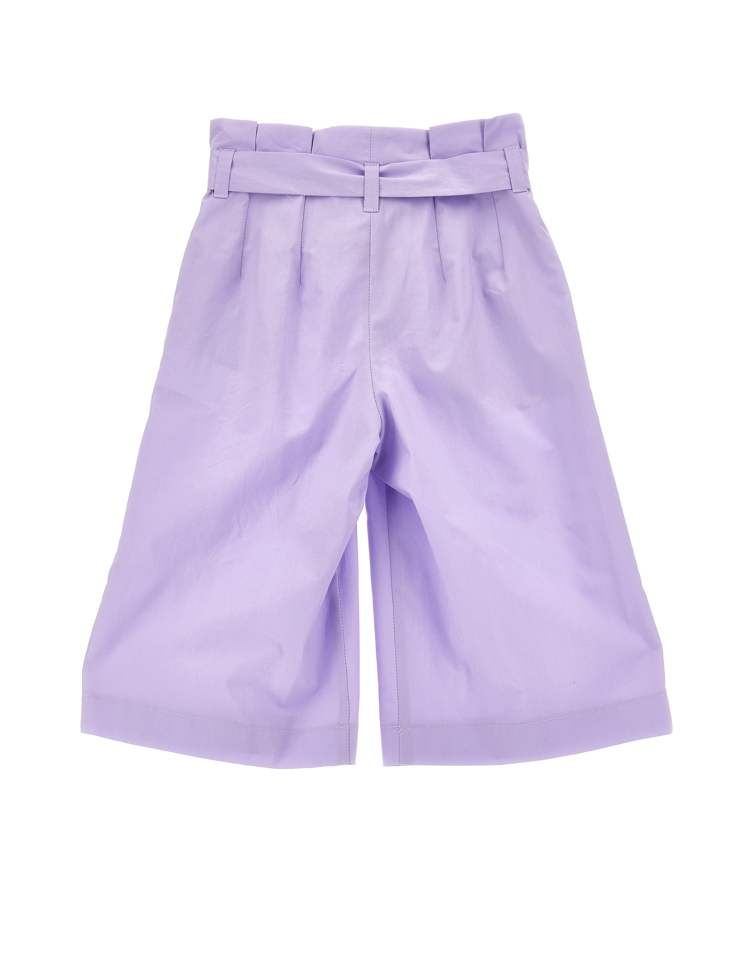Monnalisa Solid Colour Cropped Trousers In Wisteria