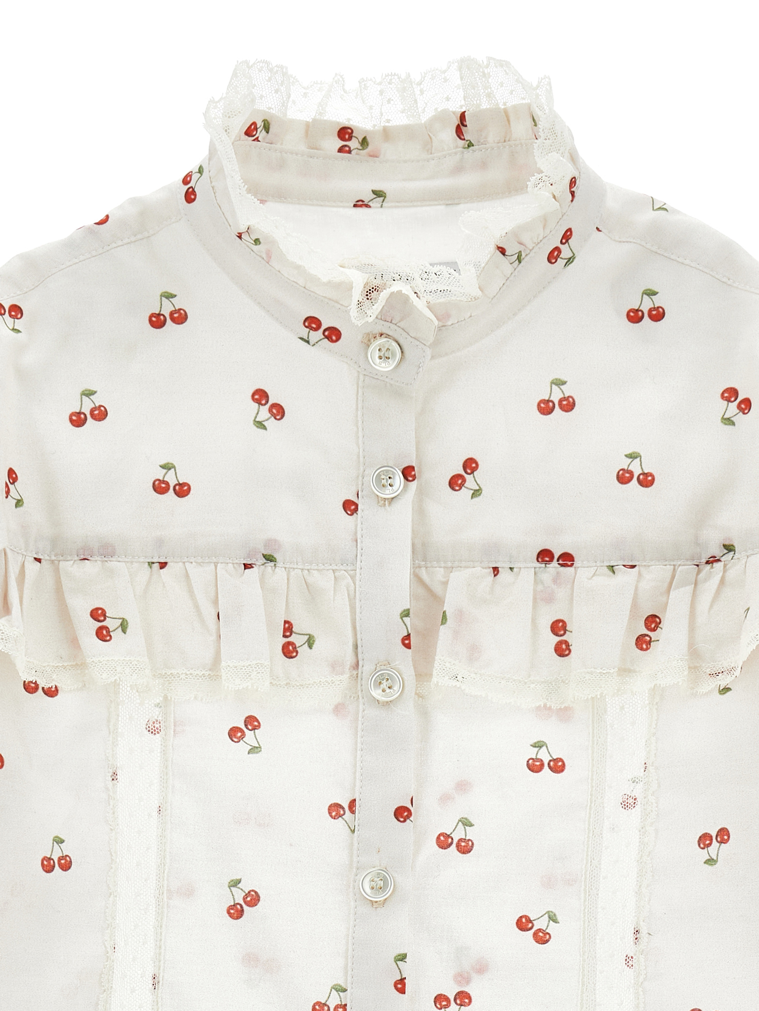Philosophy Di Lorenzo Serafini Philosophy Kids  Cherry Print Ruffled Shirt In White