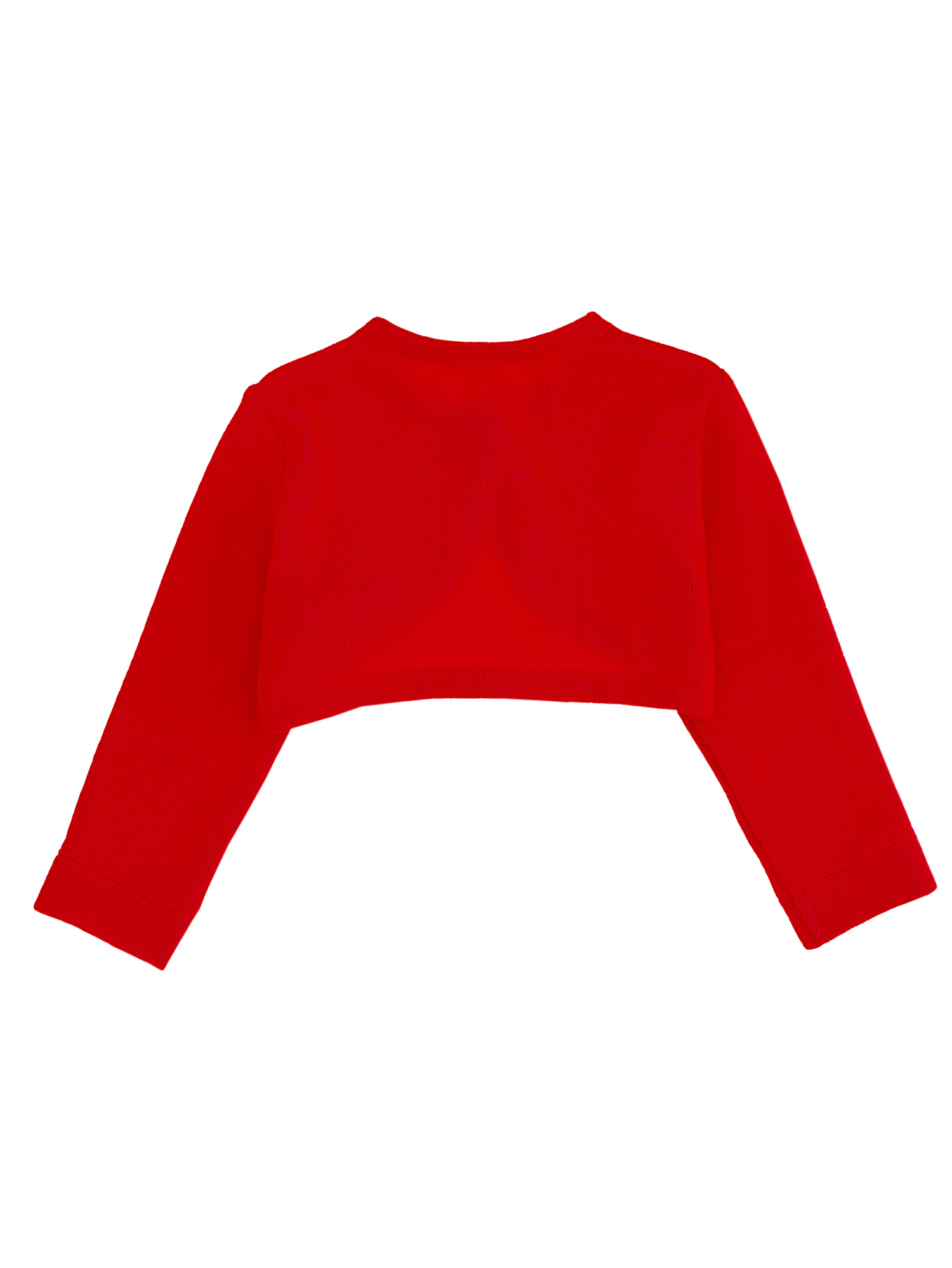 Monnalisa Cropped Merino Wool Cardigan In Ruby Red
