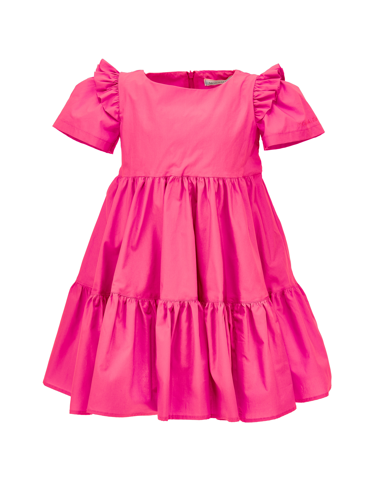 Monnalisa Kids'   Cotton Dress With Flounces In Bright Peach Pink