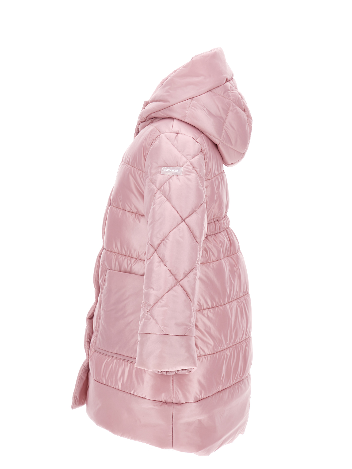 Monnalisa Quilted Technical Fabric Coat In Blush Pink