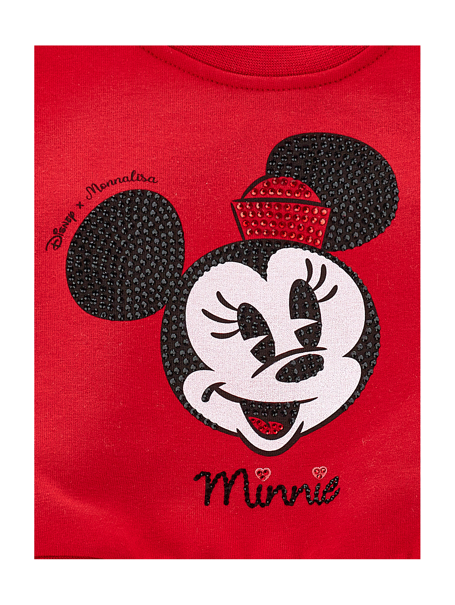 Monnalisa Minnie Rhinestone And Bow Sweatshirt In Red