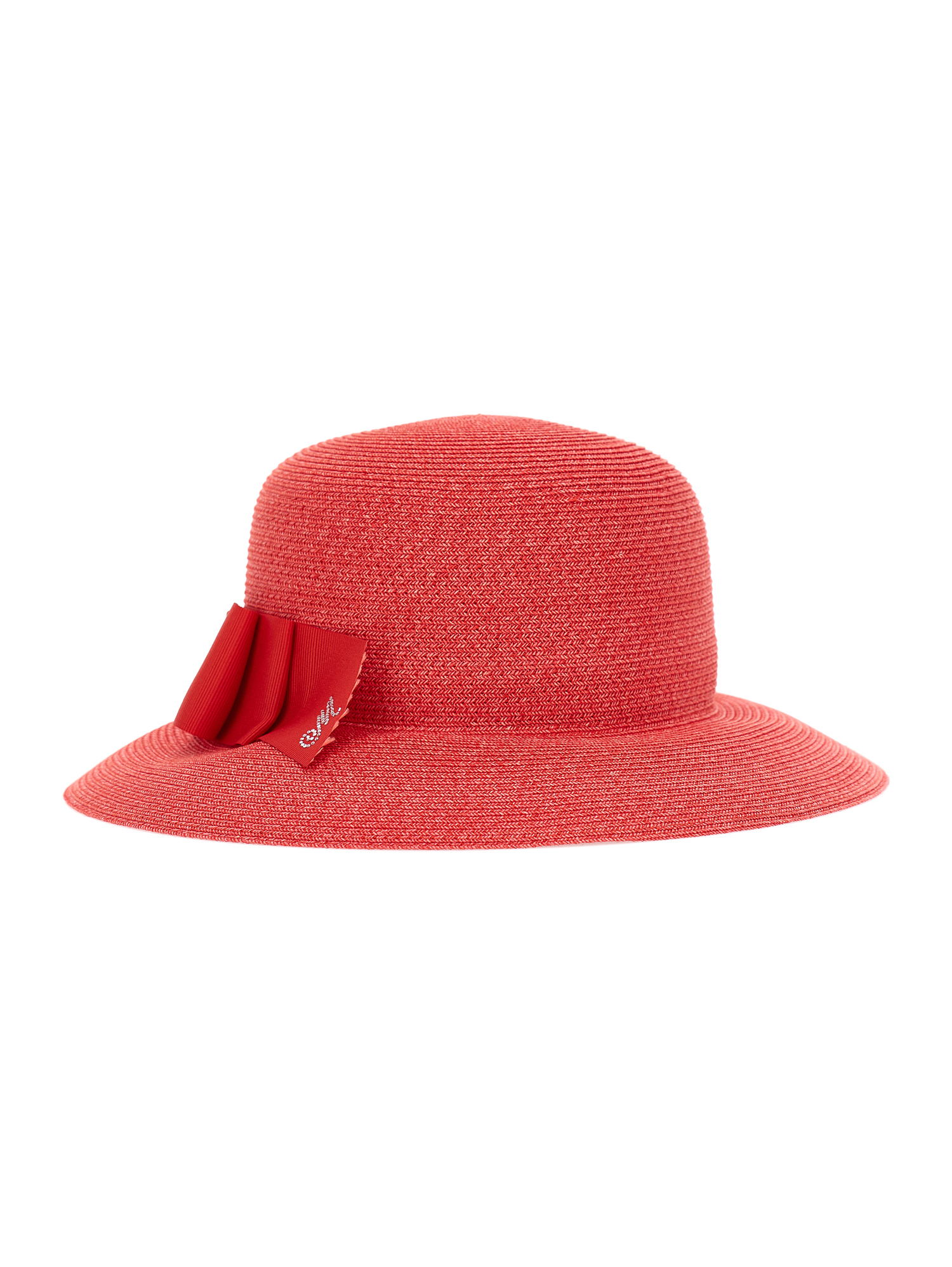 Shop Monnalisa Raffia Hat With Ribbon In Red