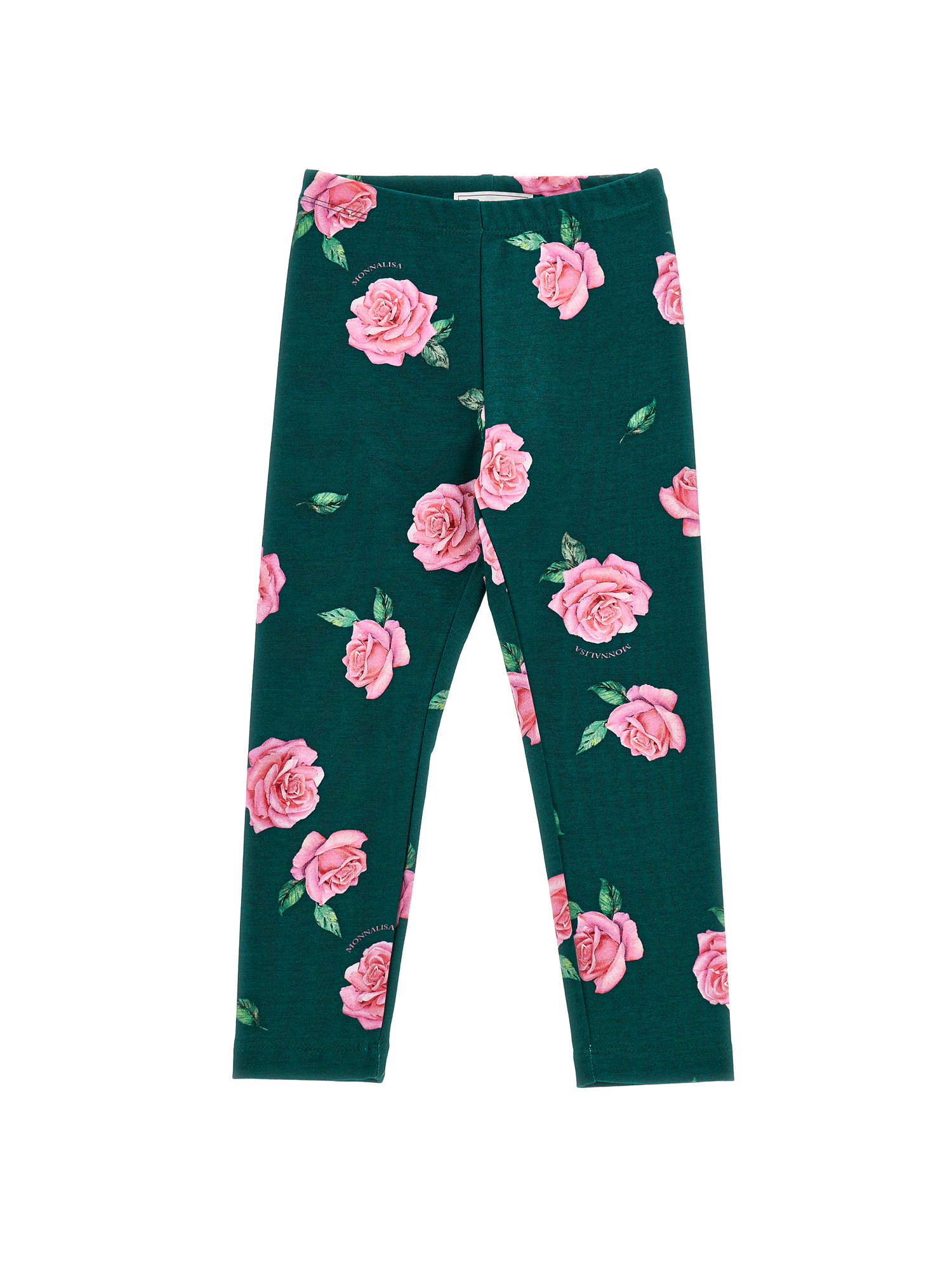 Monnalisa Rose Print Leggings In Green