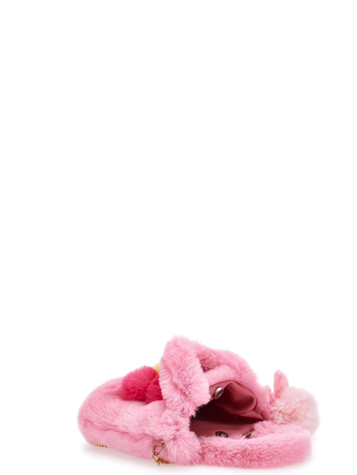Monnalisa Plush Bag With Key Ring In Bright Peach Pink