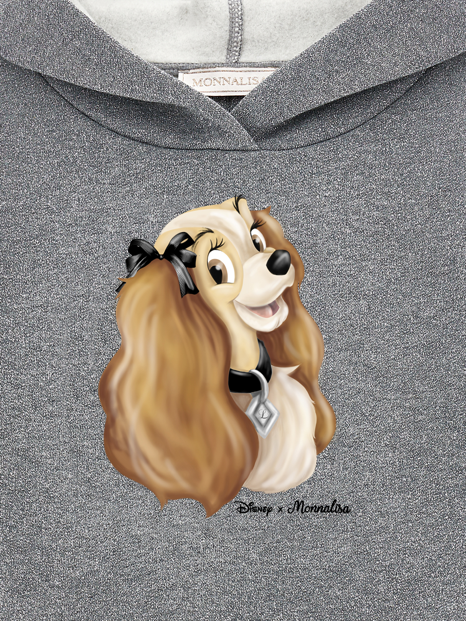 Monnalisa Lady And The Tramp Lurex Hoodie In Grey