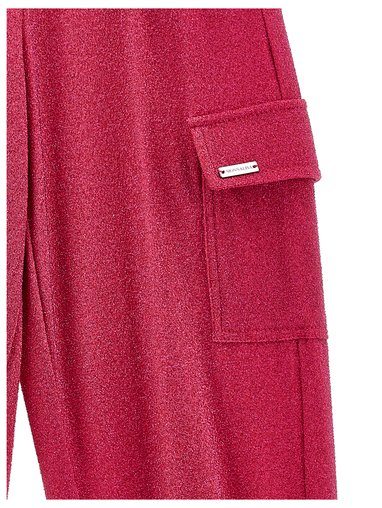 Monnalisa Glitter Cargo Joggers In Fuchsia
