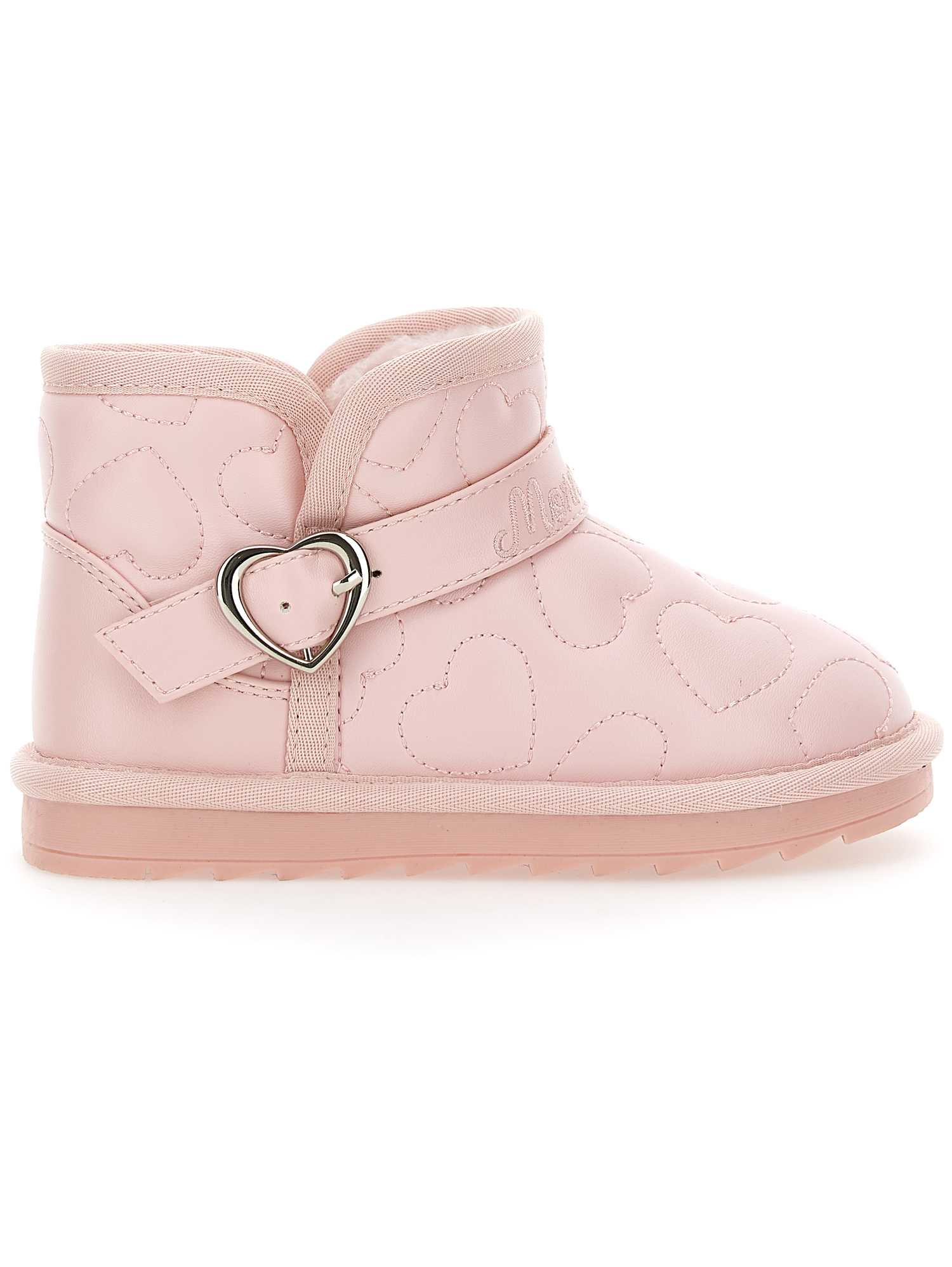 Monnalisa Kids'   Heart Quilted Ankle Boots In Dusty Pink Rose