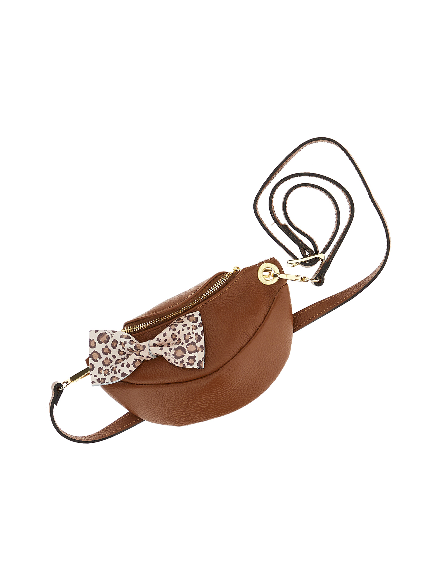 Monnalisa Leather Pouch With Bow In Dark Brown