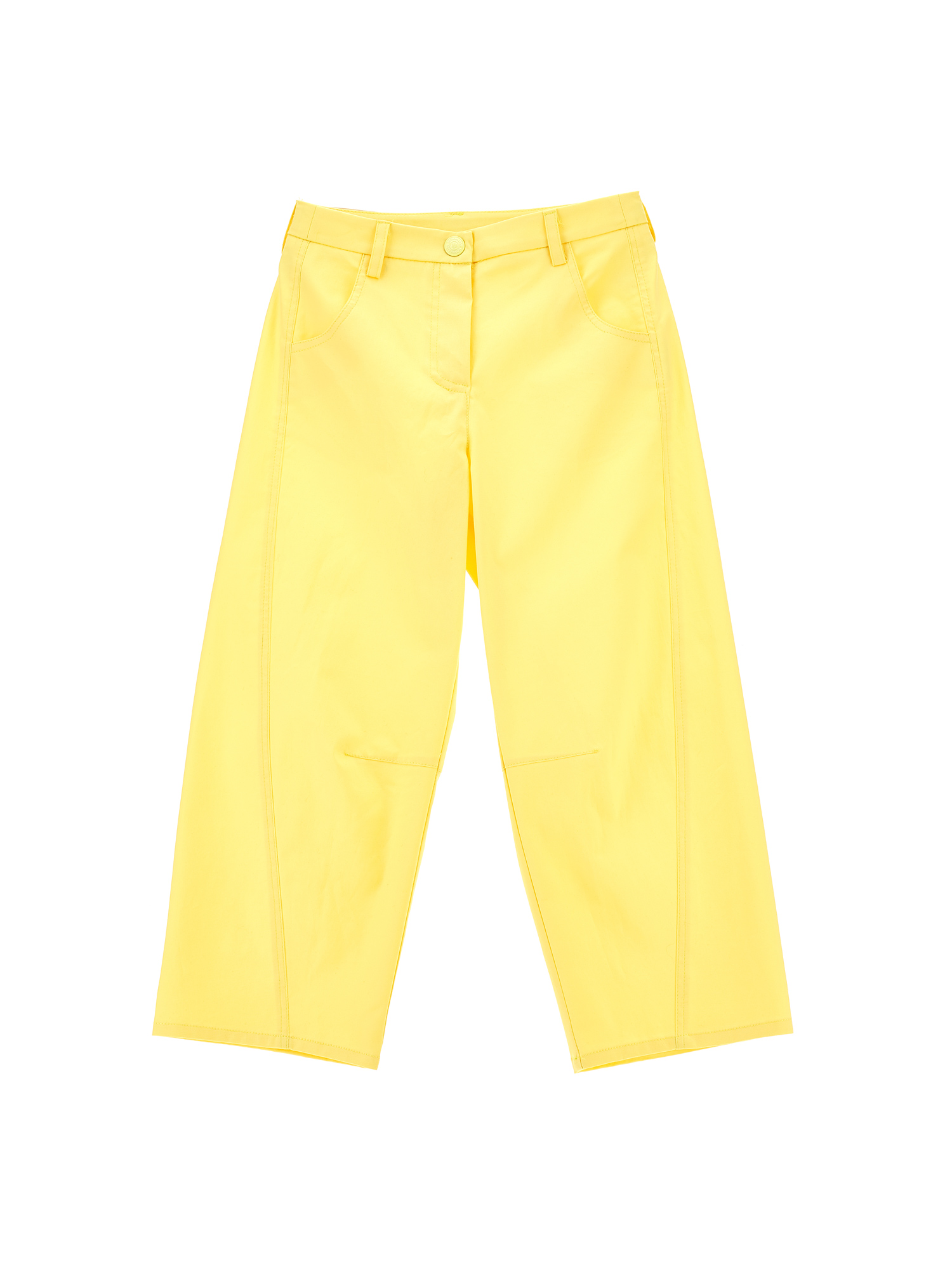 Monnalisa Cropped Gabardine Trousers In Ochre