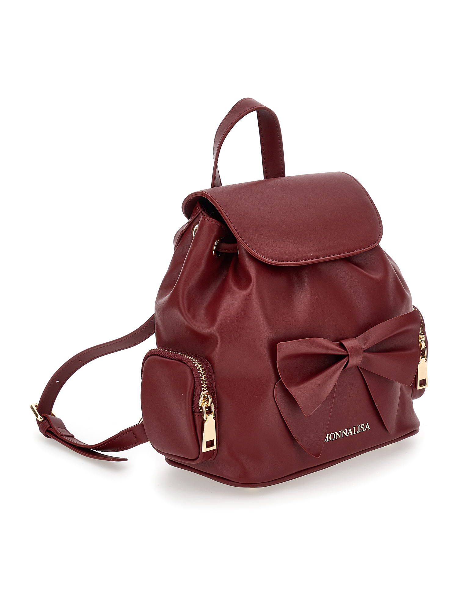 Monnalisa Regenerated Leather Backpack In Pomegranate
