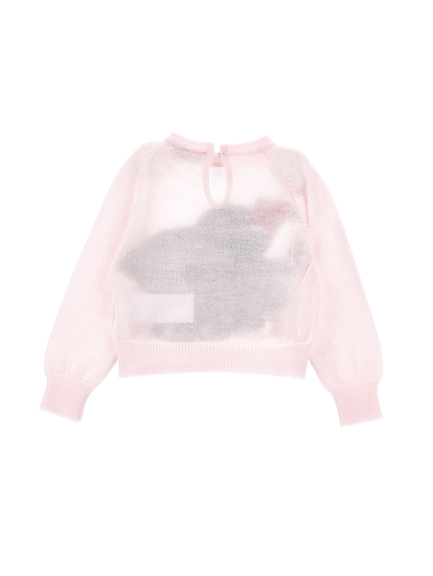 Monnalisa Dumbo Inlay Merino Wool Sweater In Rosa Fairy Tale