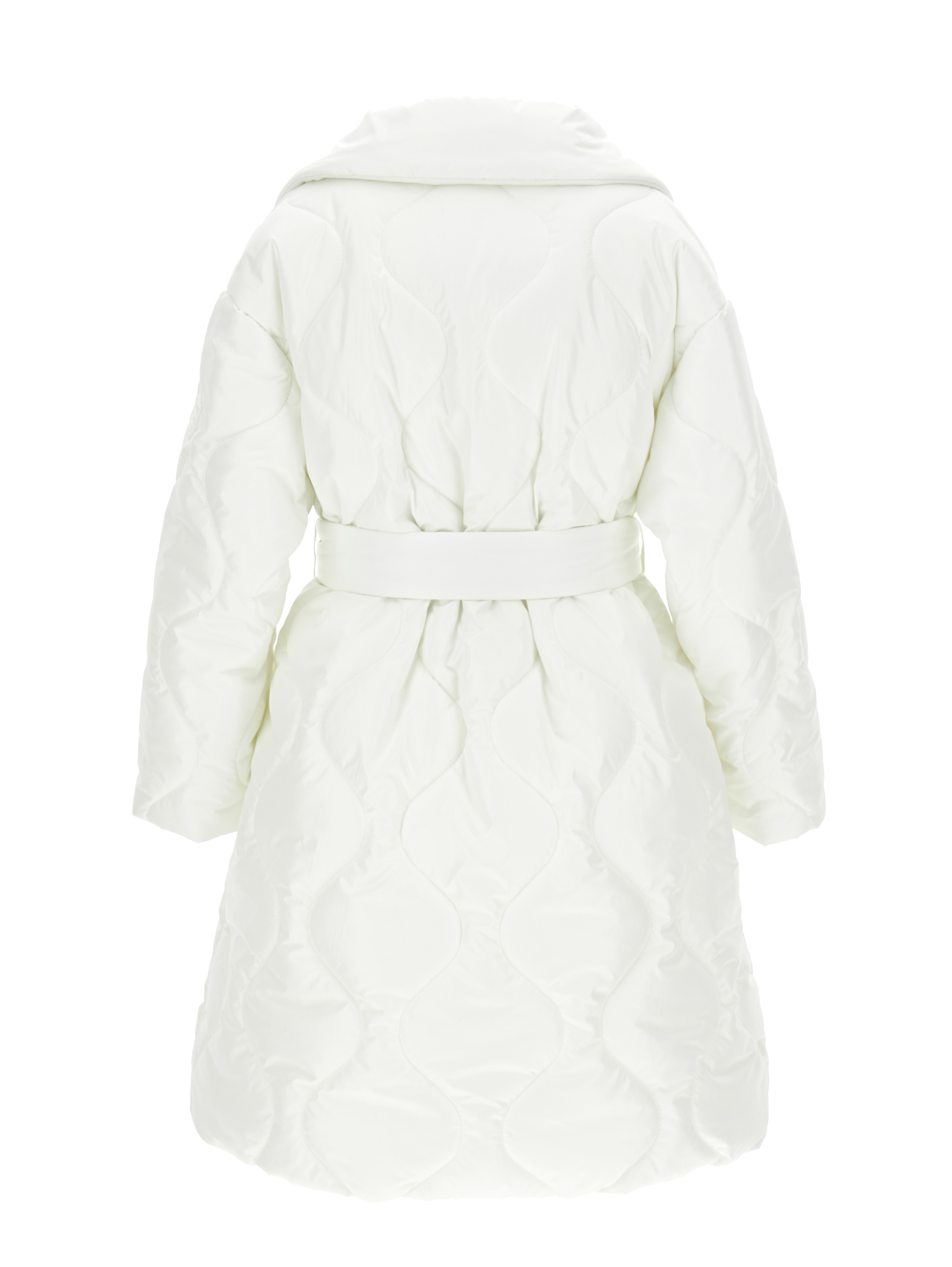 Shop Monnalisa Quilted Technical Fabric Coat In Cream