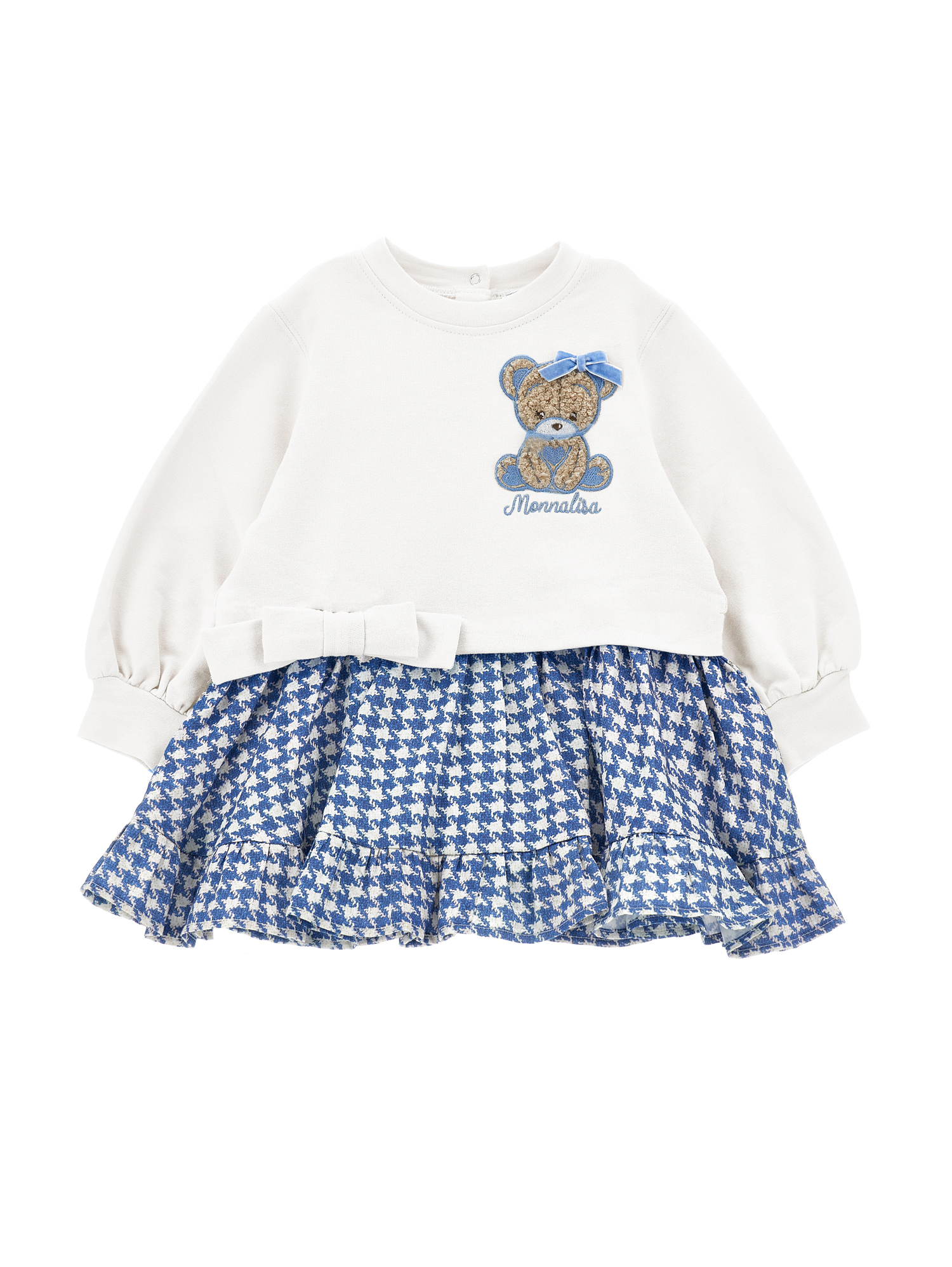 Monnalisa Teddy Bear Sweatshirt Dress In Multi