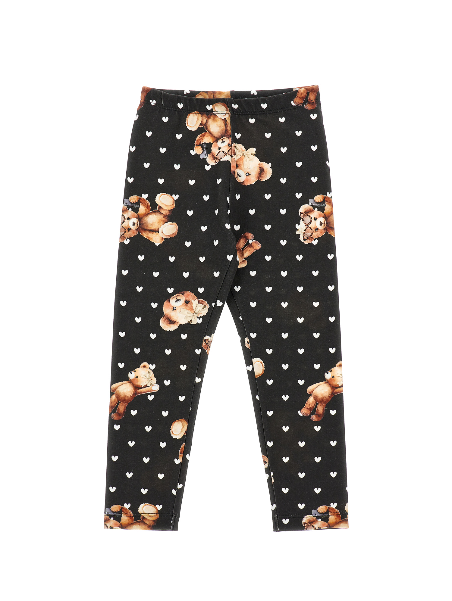 Monnalisa Leggings Teddy Bears Hearts In Black
