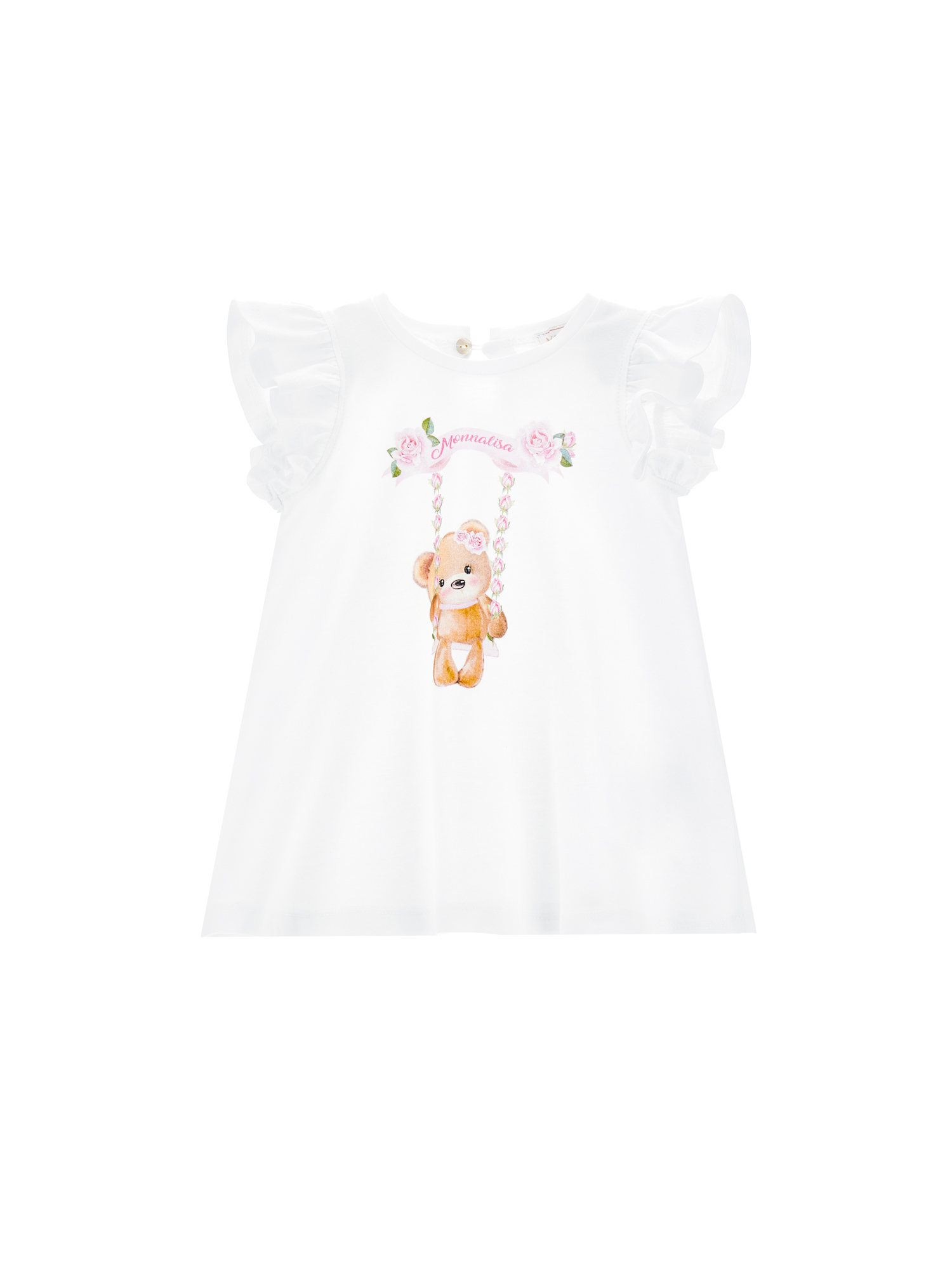 Monnalisa Babies'   Cap-sleeved Maxi T-shirt In White