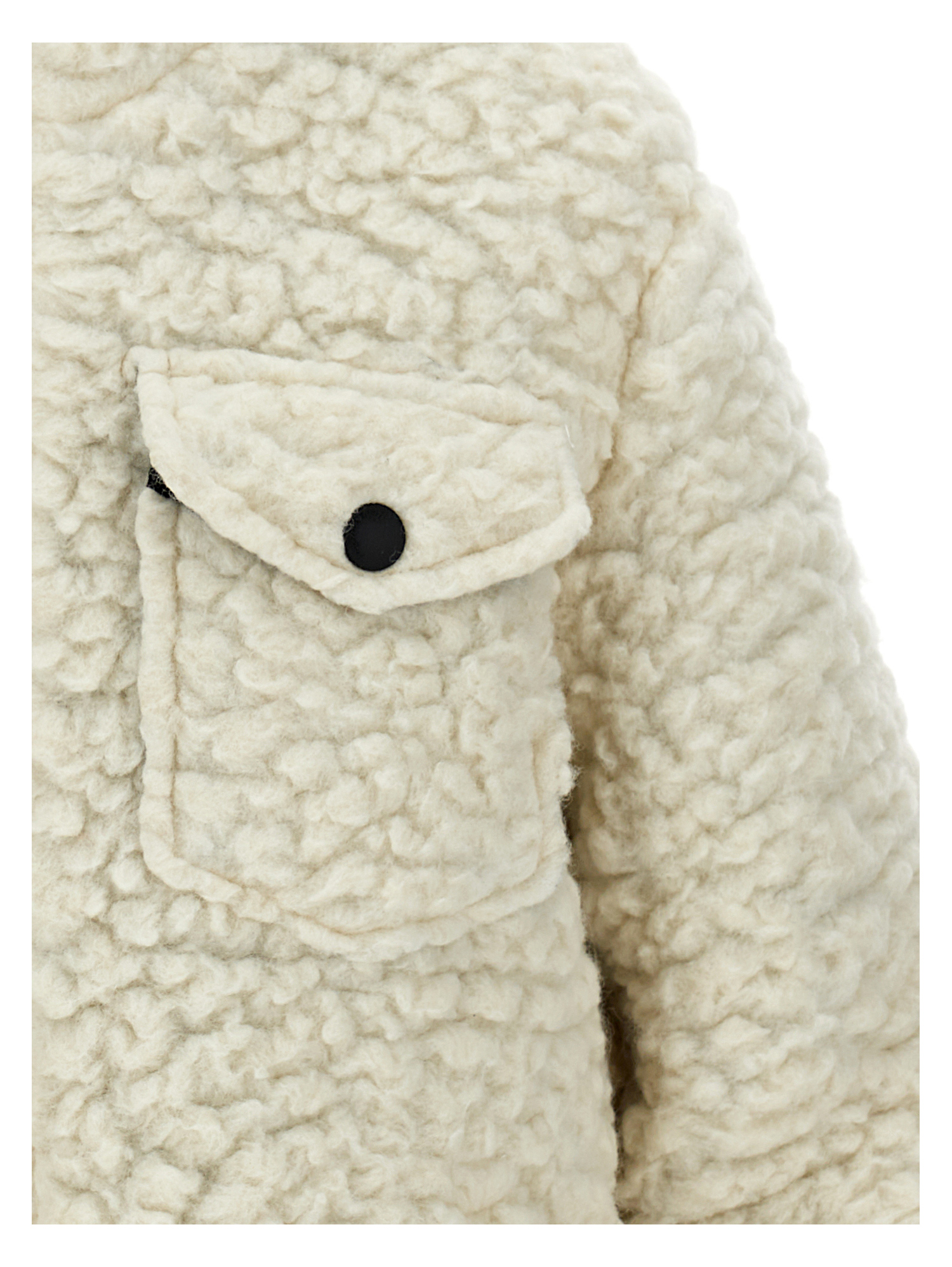Monnalisa Plush Knitted Parka In Cream + Black